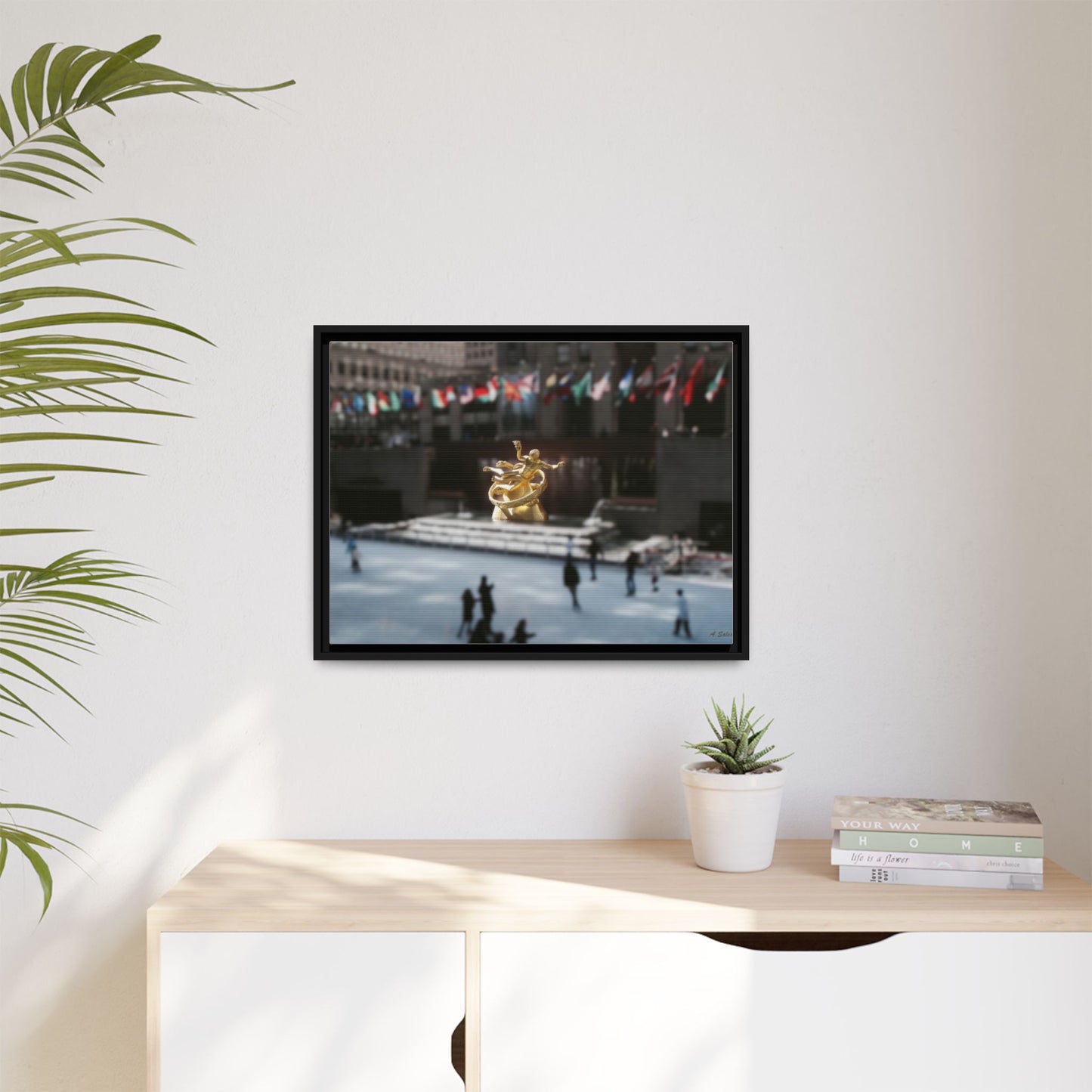 Rockefeller New York, Matte Canvas, Black Frame