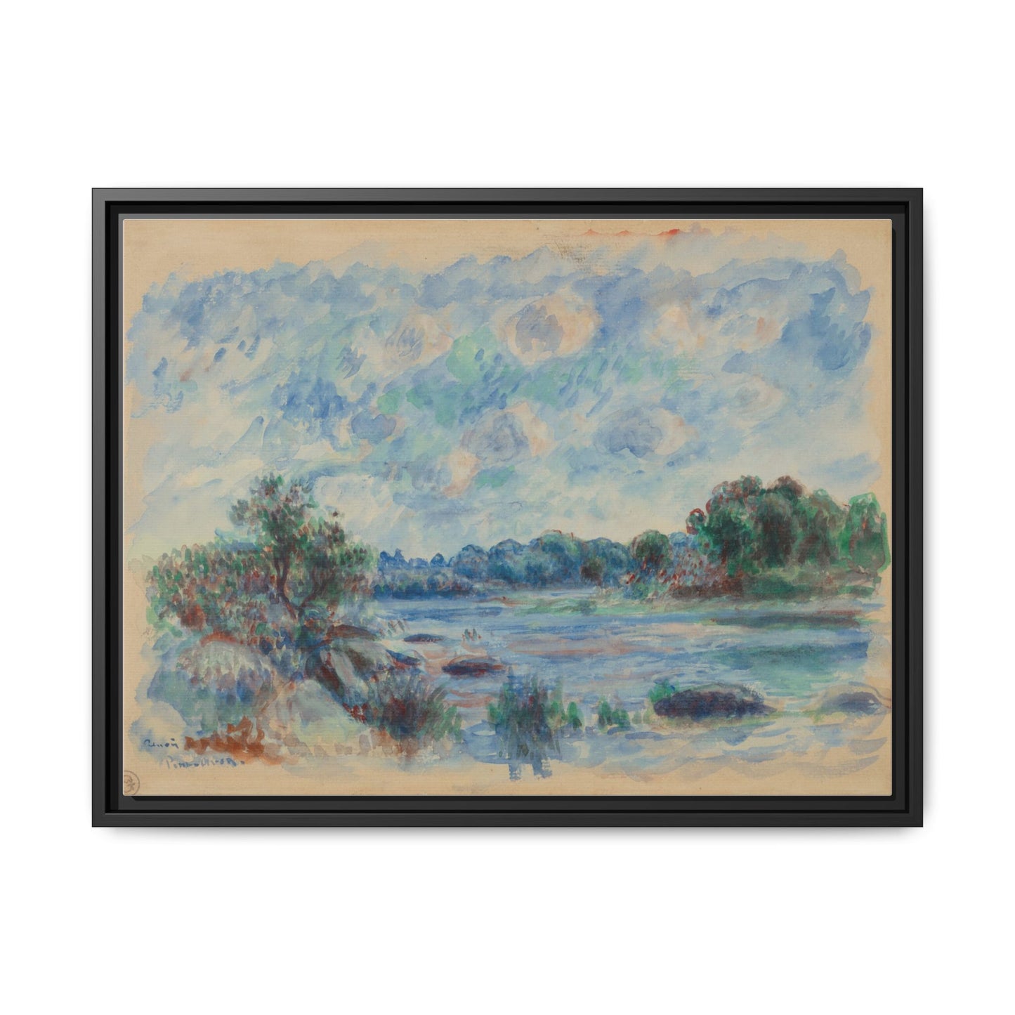 Landscape at Pont Aven - Renoir, Matte Canvas, Black Frame