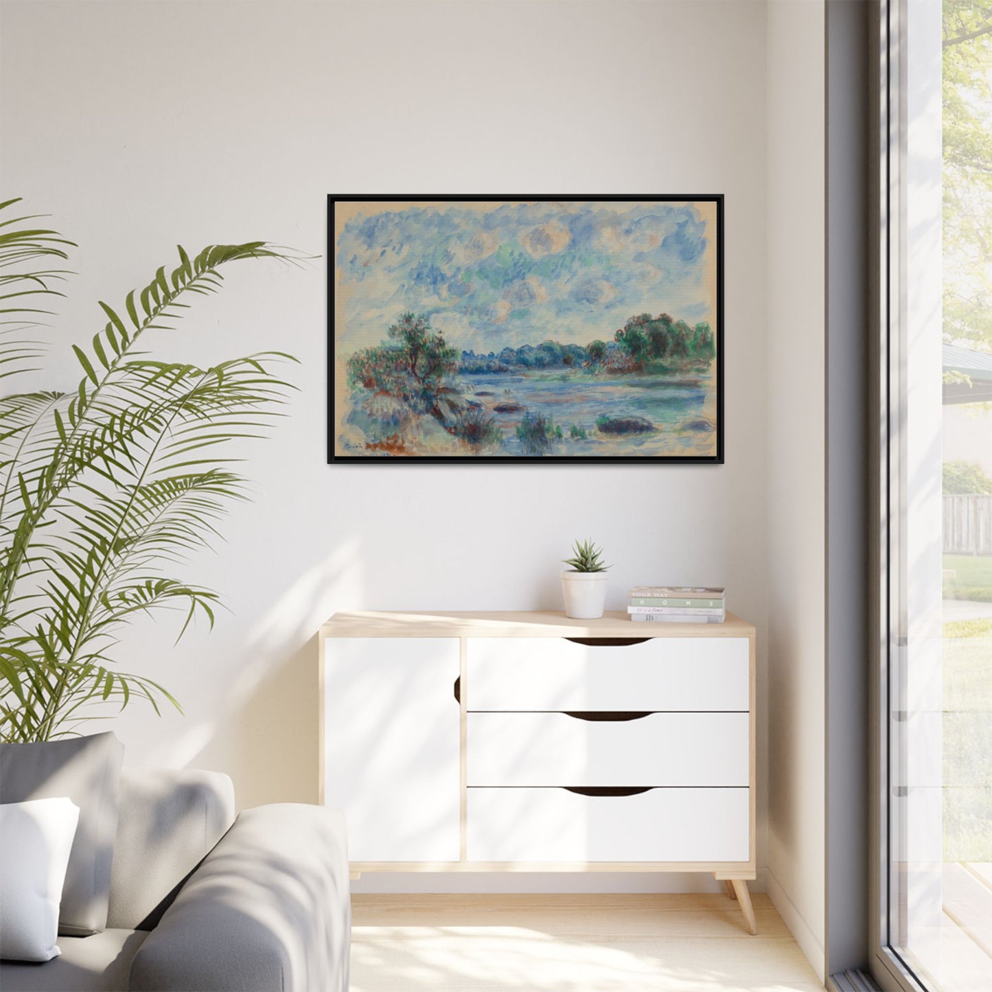 Landscape at Pont Aven - Renoir, Matte Canvas, Black Frame