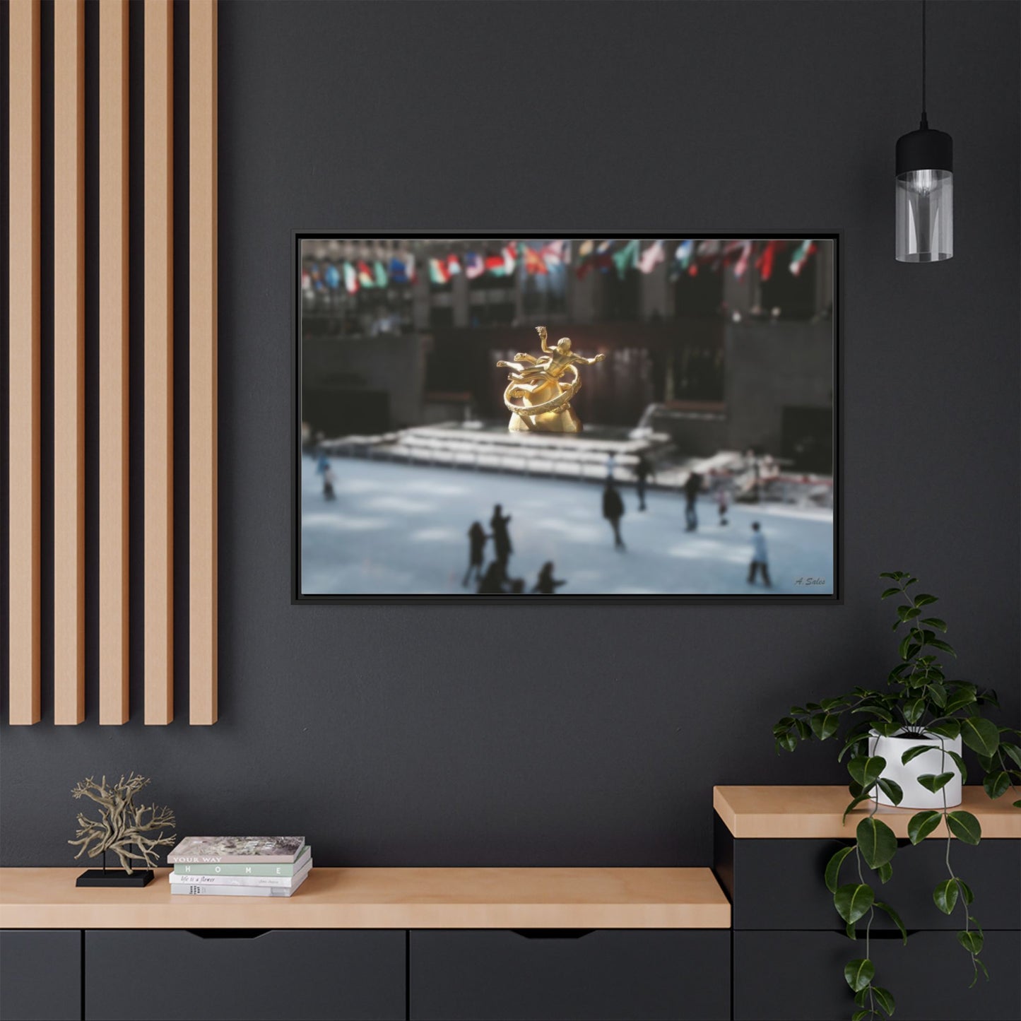 Rockefeller New York, Matte Canvas, Black Frame