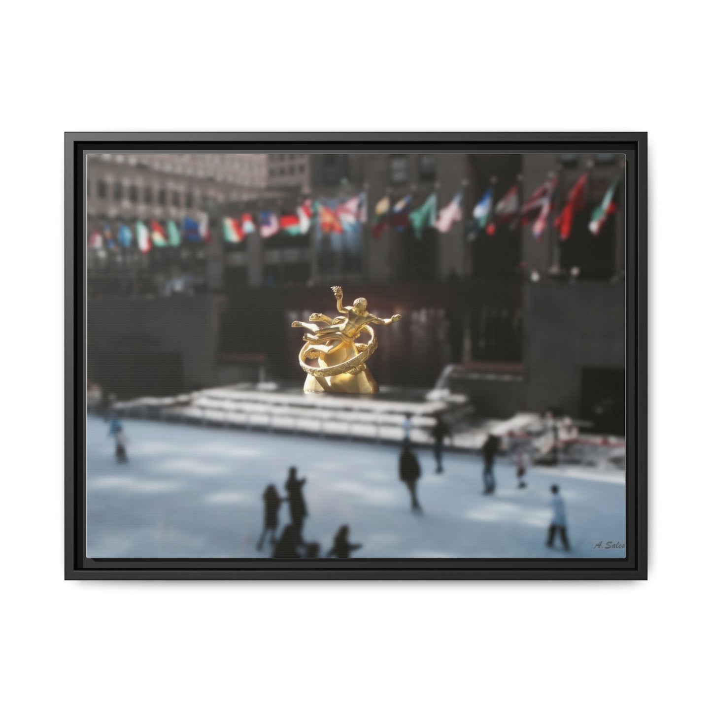 Rockefeller New York, Matte Canvas, Black Frame