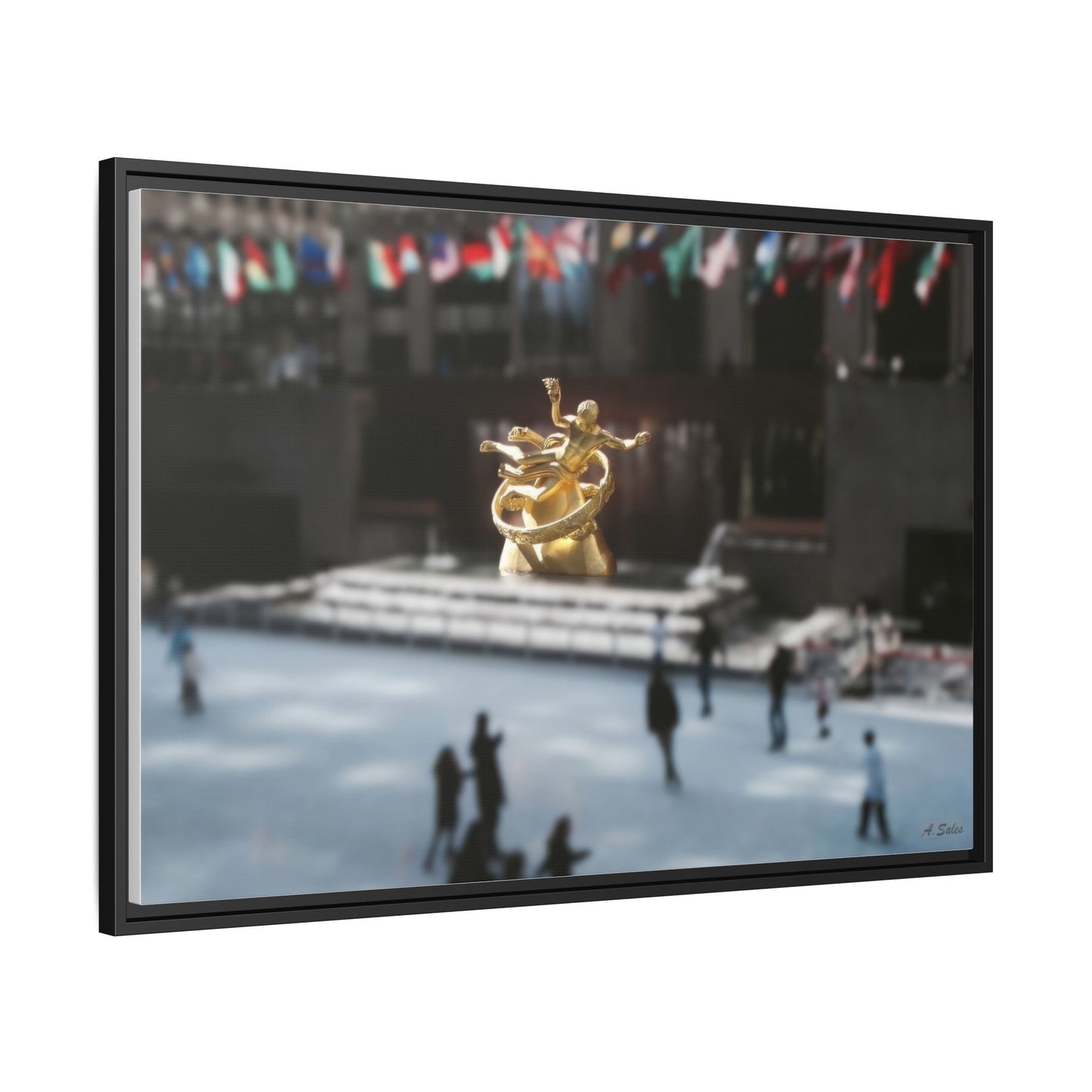 Rockefeller New York, Matte Canvas, Black Frame