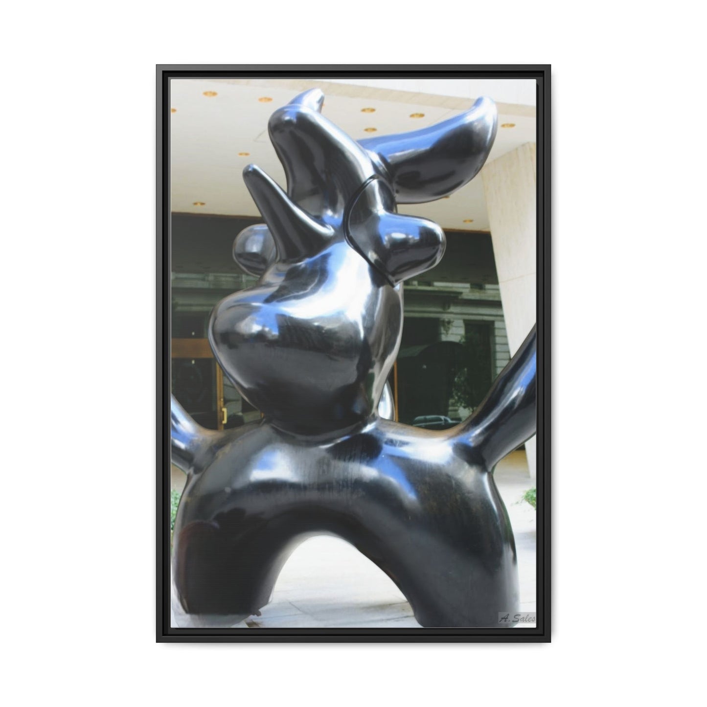 Statue New York, Matte Canvas, Black Frame