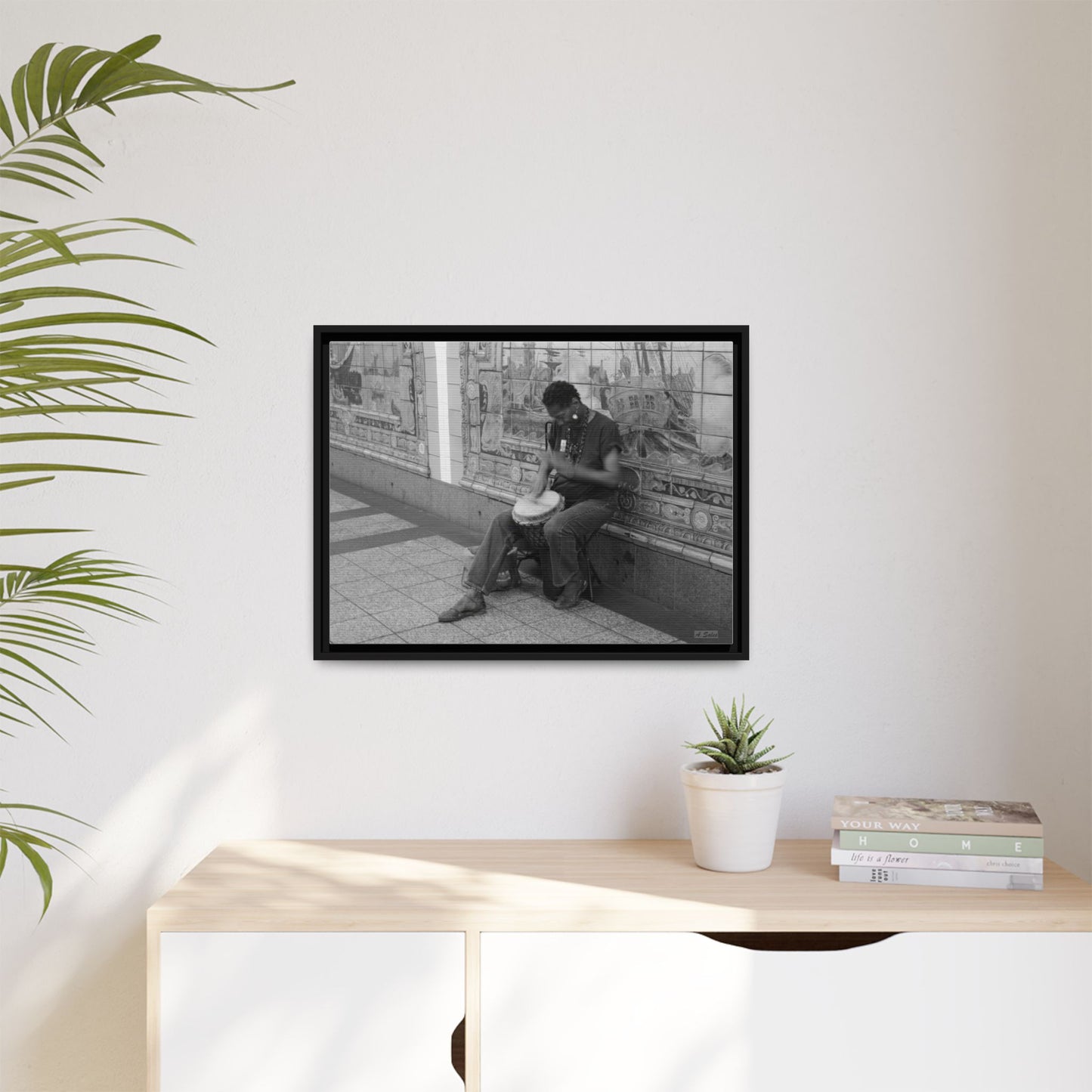 Subway Busker New York, Matte Canvas, Black Frame
