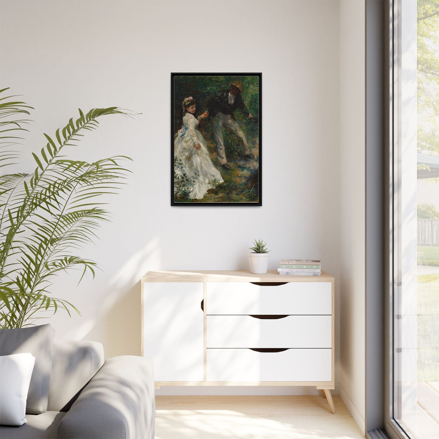 The Promenade - Renoir, Matte Canvas, Black Frame
