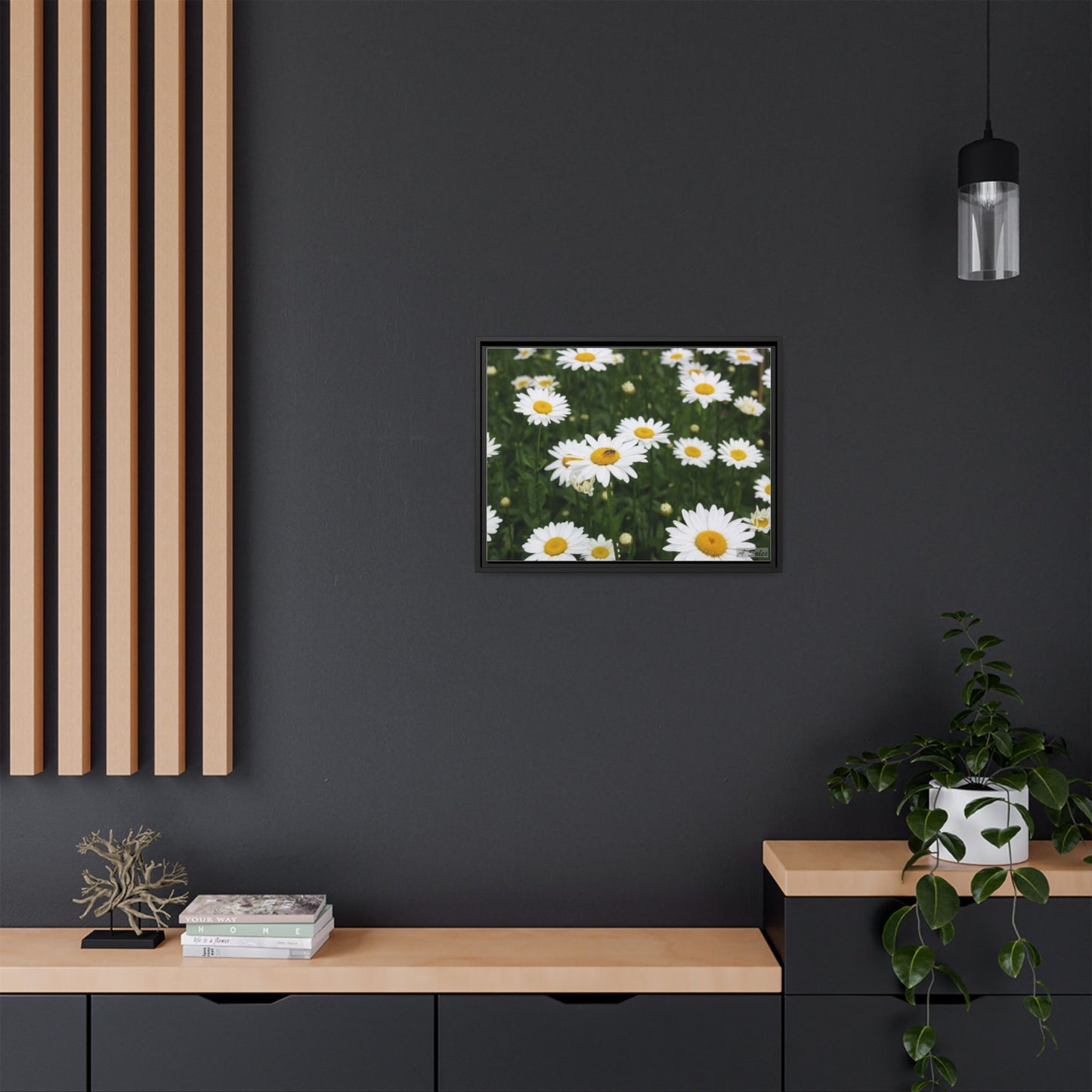 Field of Daisies, Matte Canvas, Black Frame