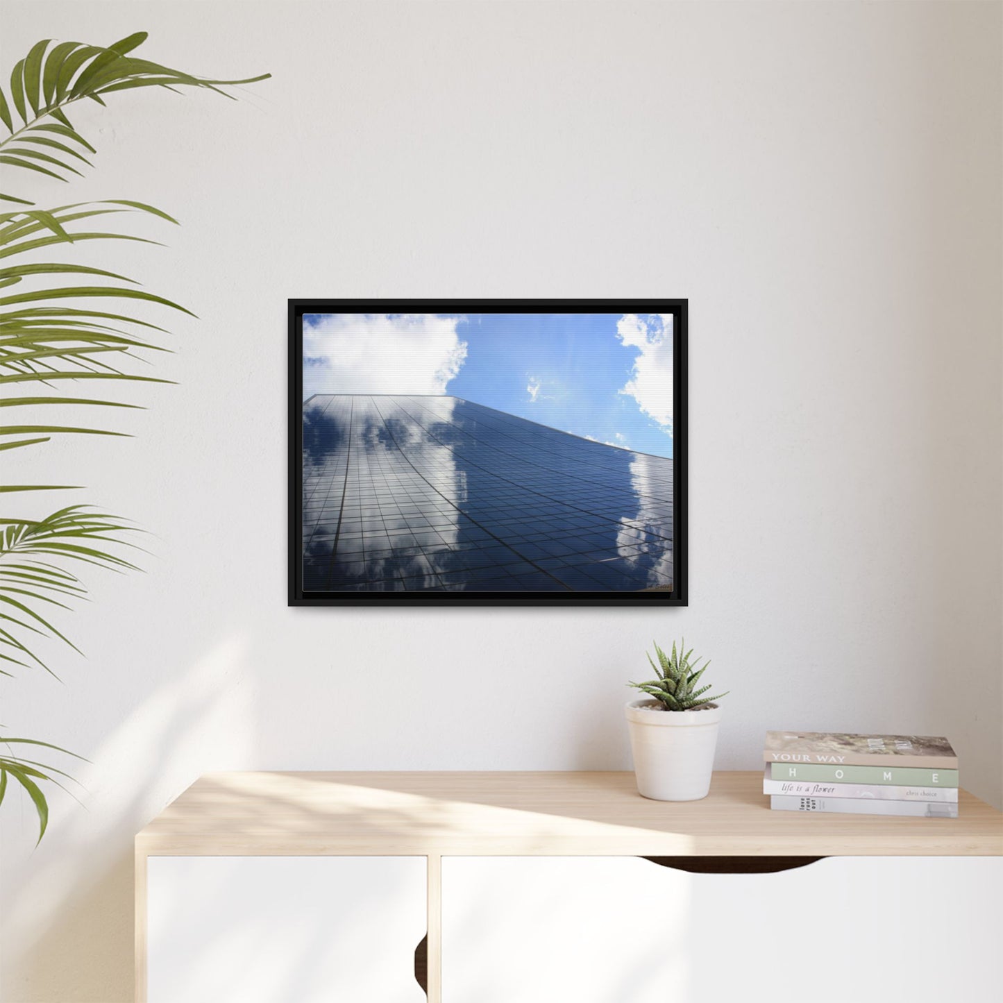 Skyscraper New York, Matte Canvas, Black Frame