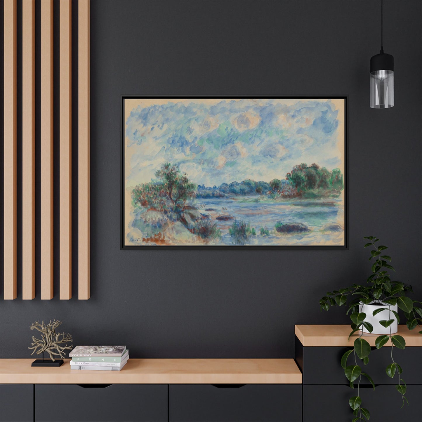 Landscape at Pont Aven - Renoir, Matte Canvas, Black Frame