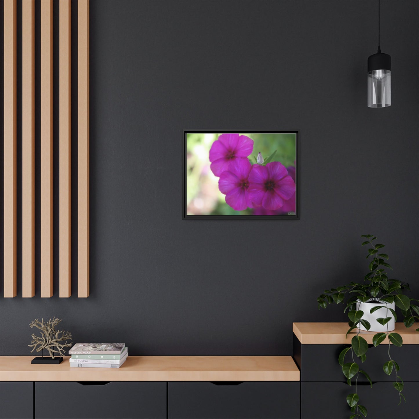 Magenta Flower, Matte Canvas, Black Frame
