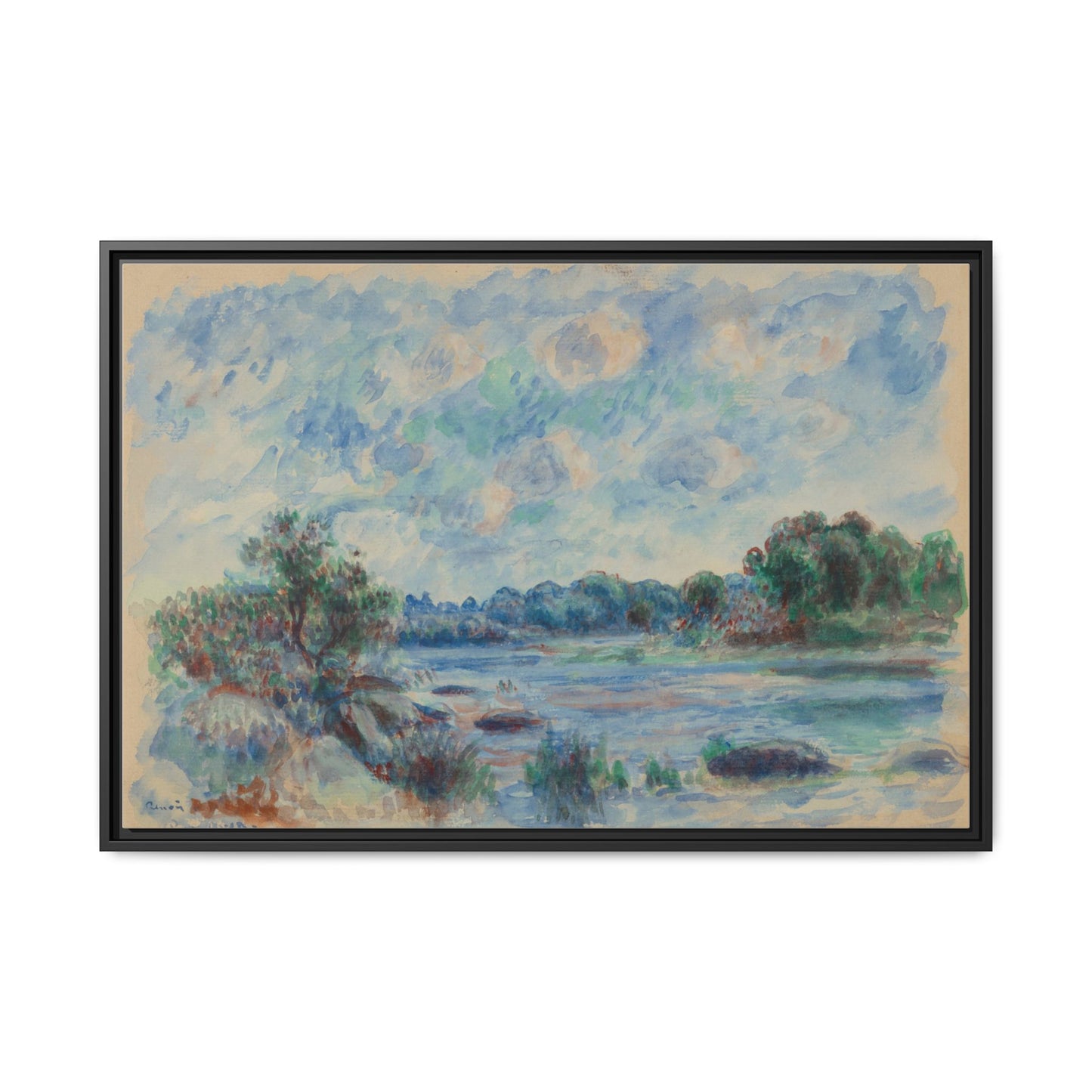 Landscape at Pont Aven - Renoir, Matte Canvas, Black Frame