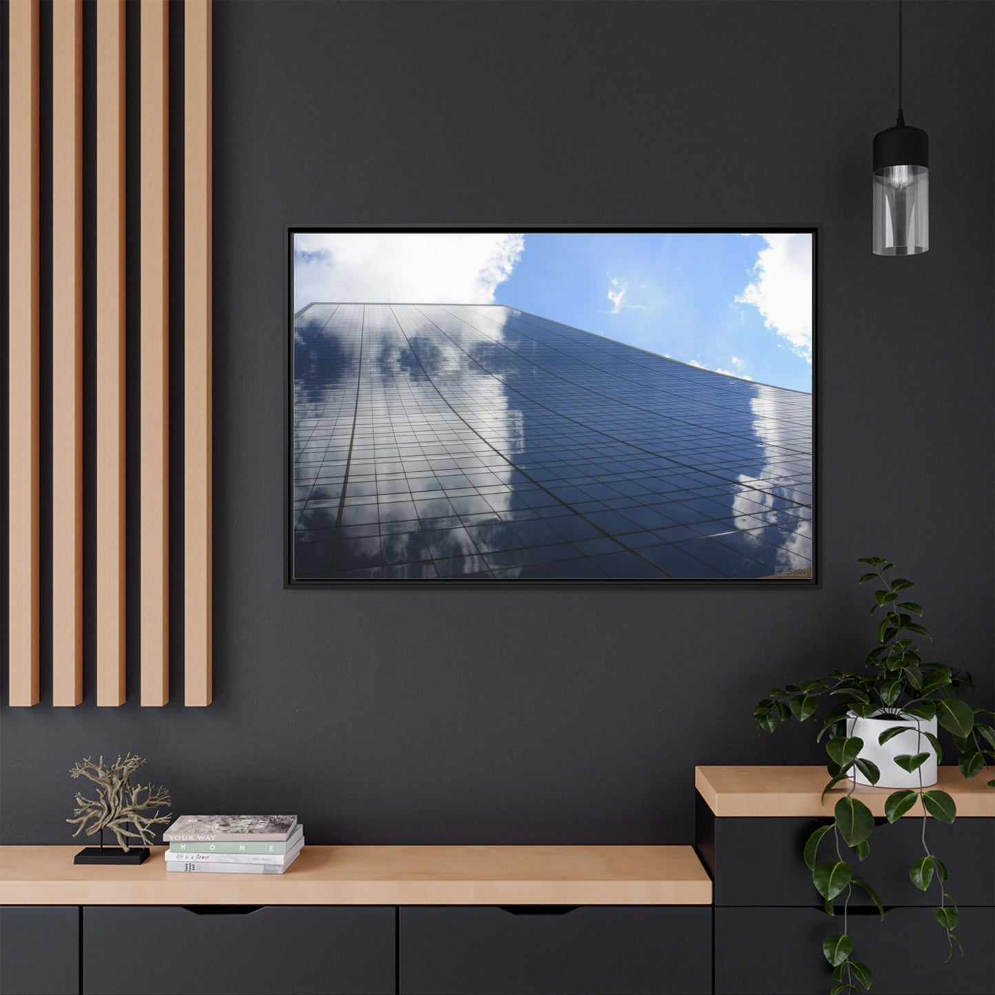 Skyscraper New York, Matte Canvas, Black Frame