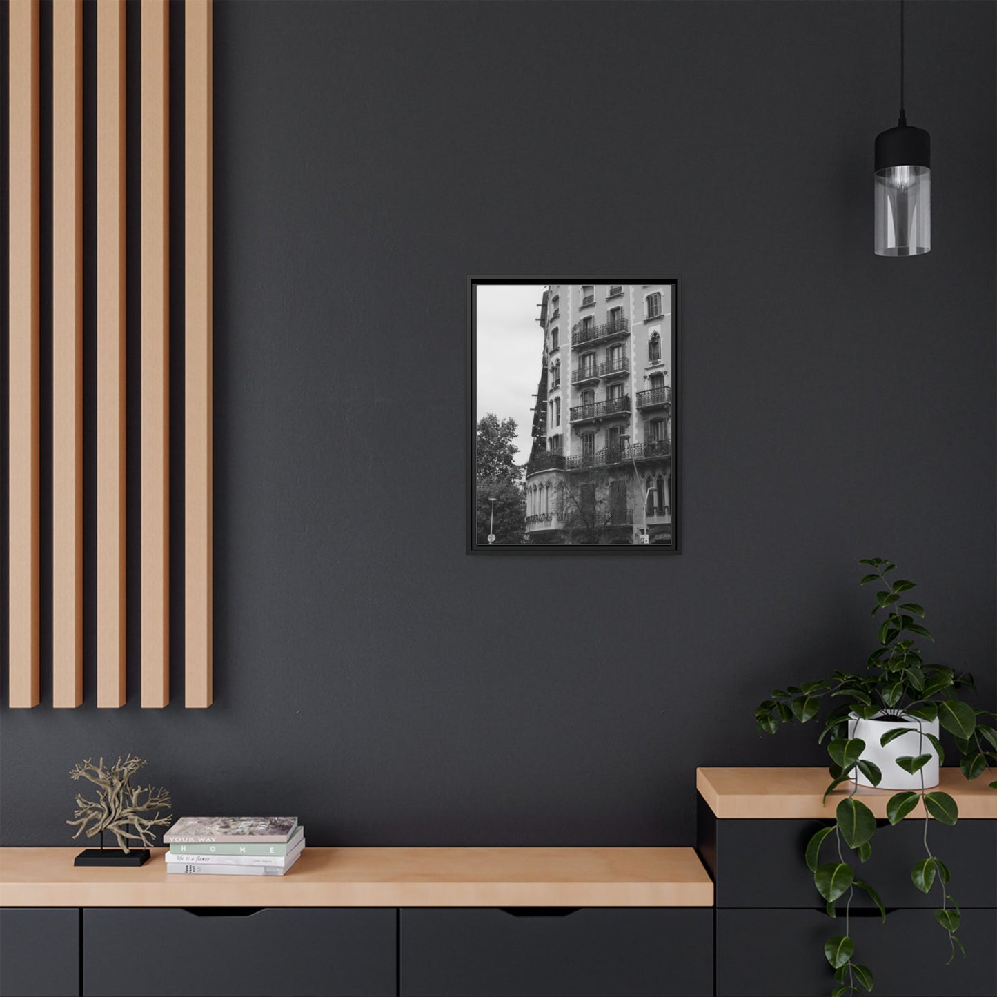 Eixample Quarter Barcelona, Matte Canvas, Black Frame