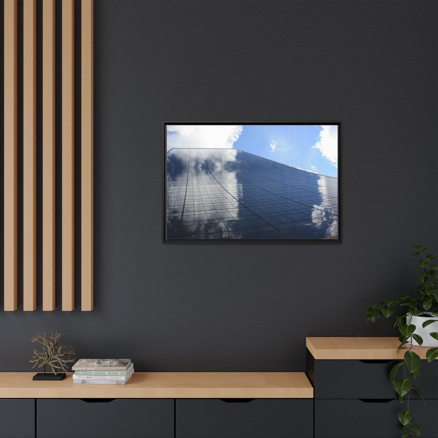 Skyscraper New York, Matte Canvas, Black Frame