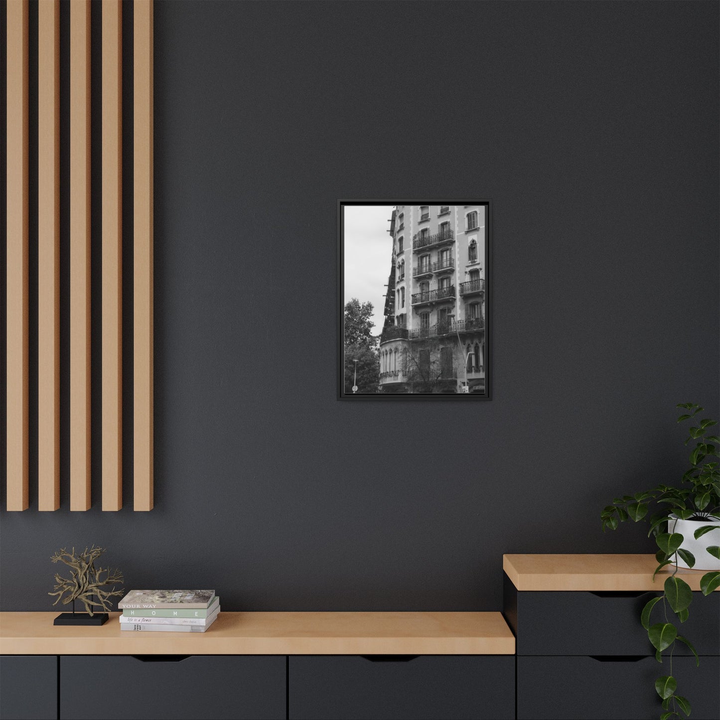Eixample Quarter Barcelona, Matte Canvas, Black Frame