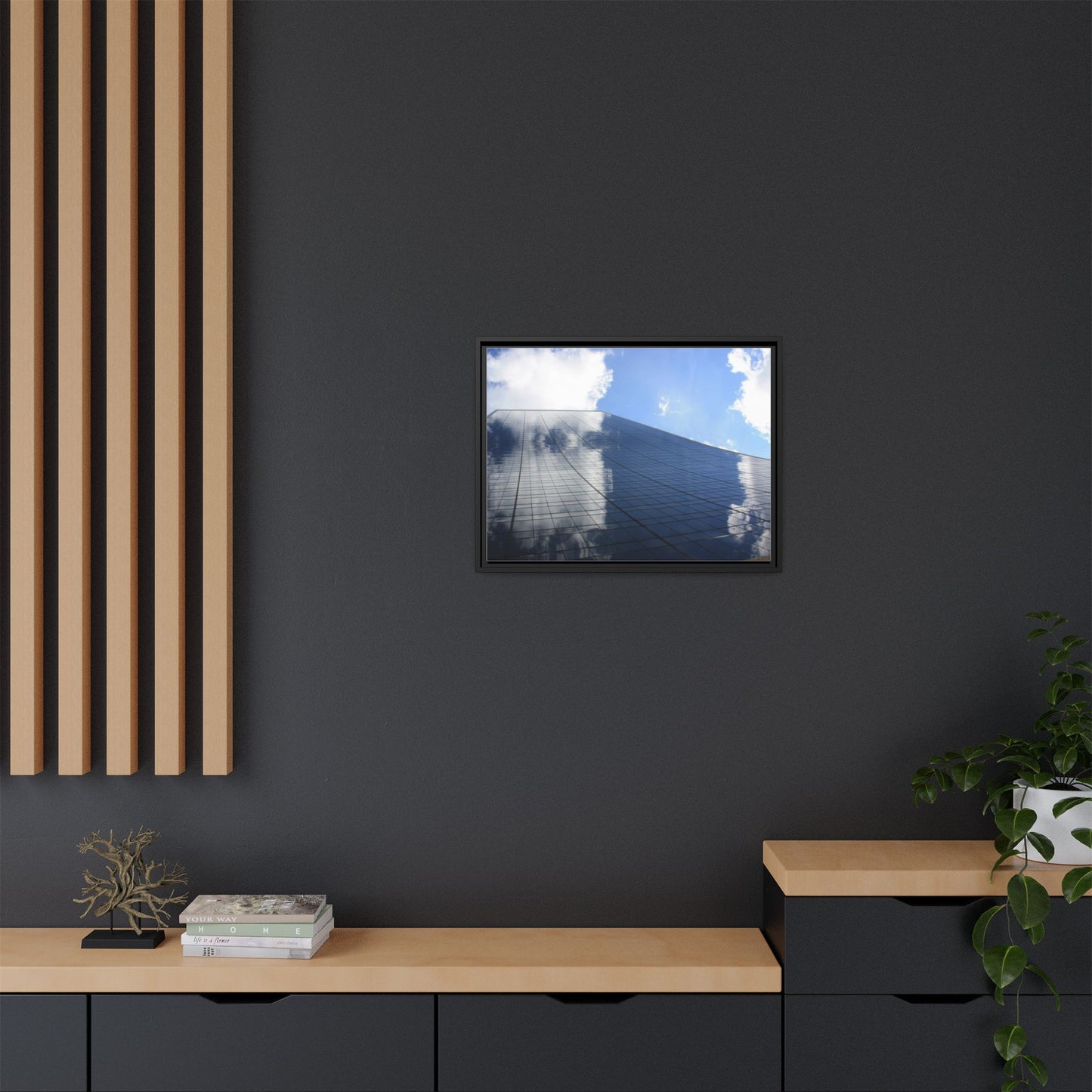 Skyscraper New York, Matte Canvas, Black Frame