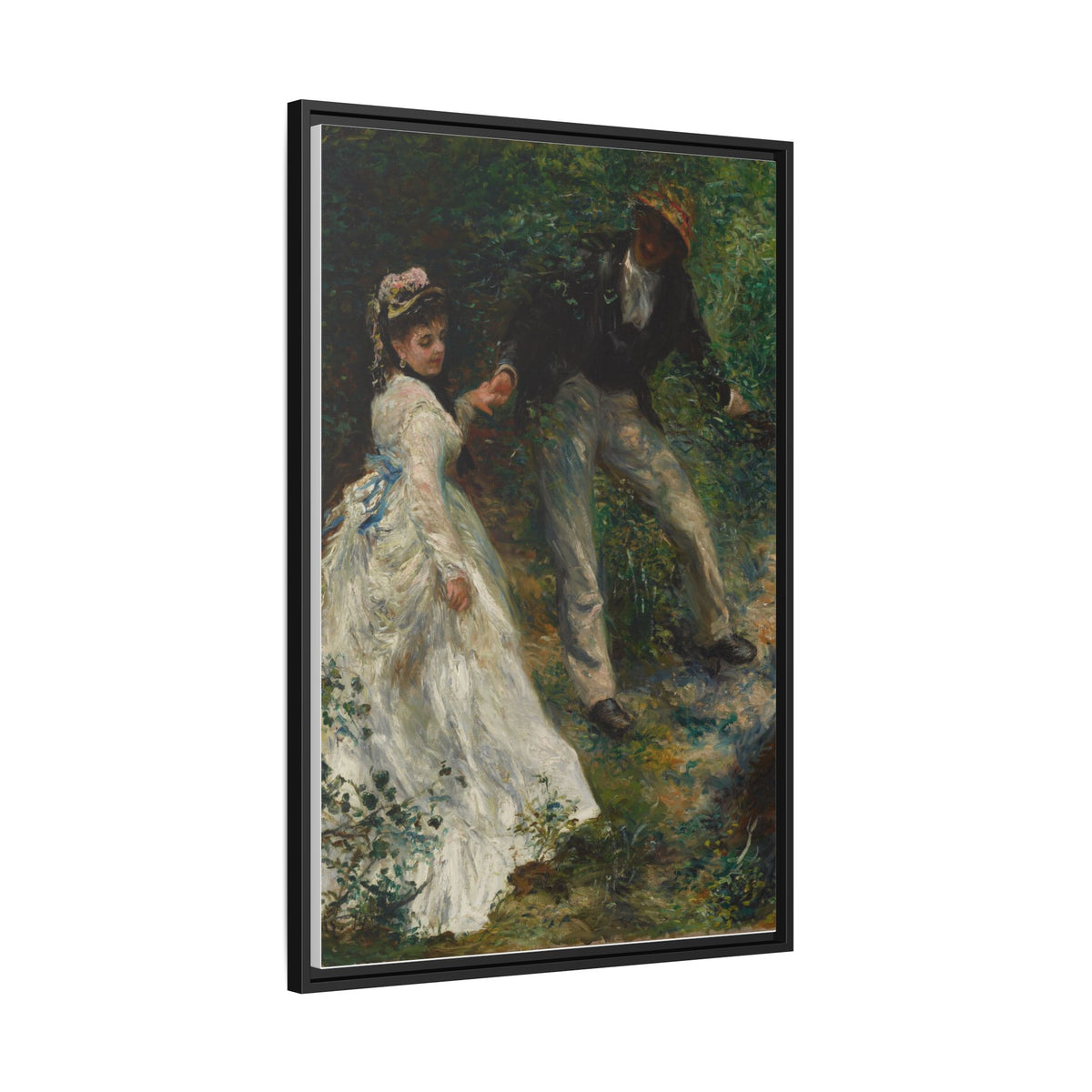 The Promenade - Renoir, Matte Canvas, Black Frame