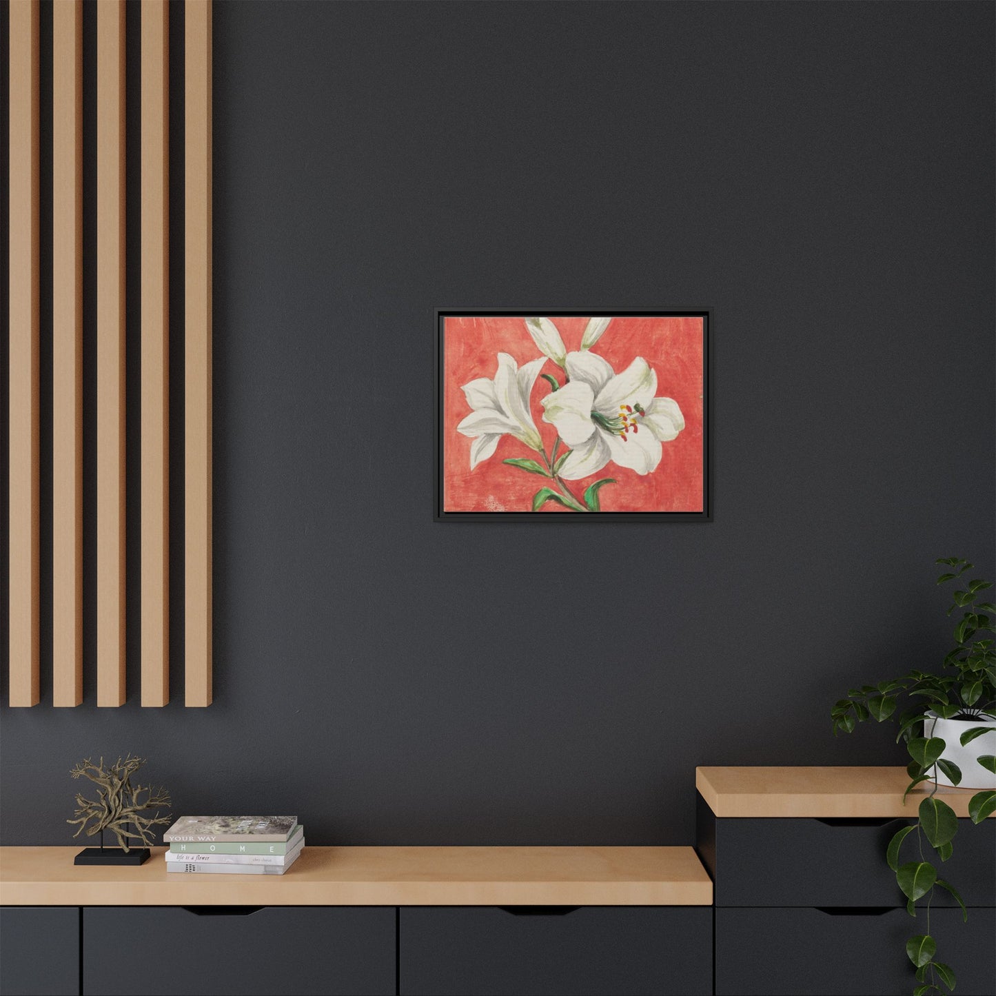 White Lily - Unknown Artist Matte Canvas, Black Frame