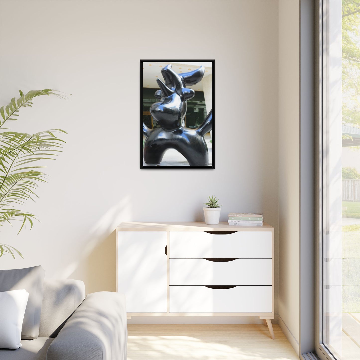 Statue New York, Matte Canvas, Black Frame