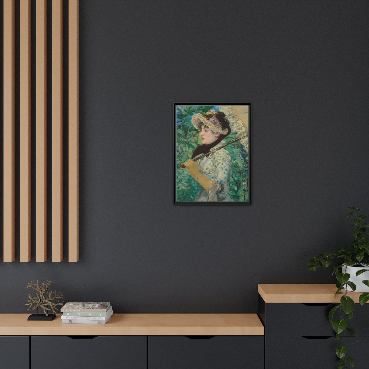 Jeanne (Spring) - Manet, Matte Canvas, Black Frame