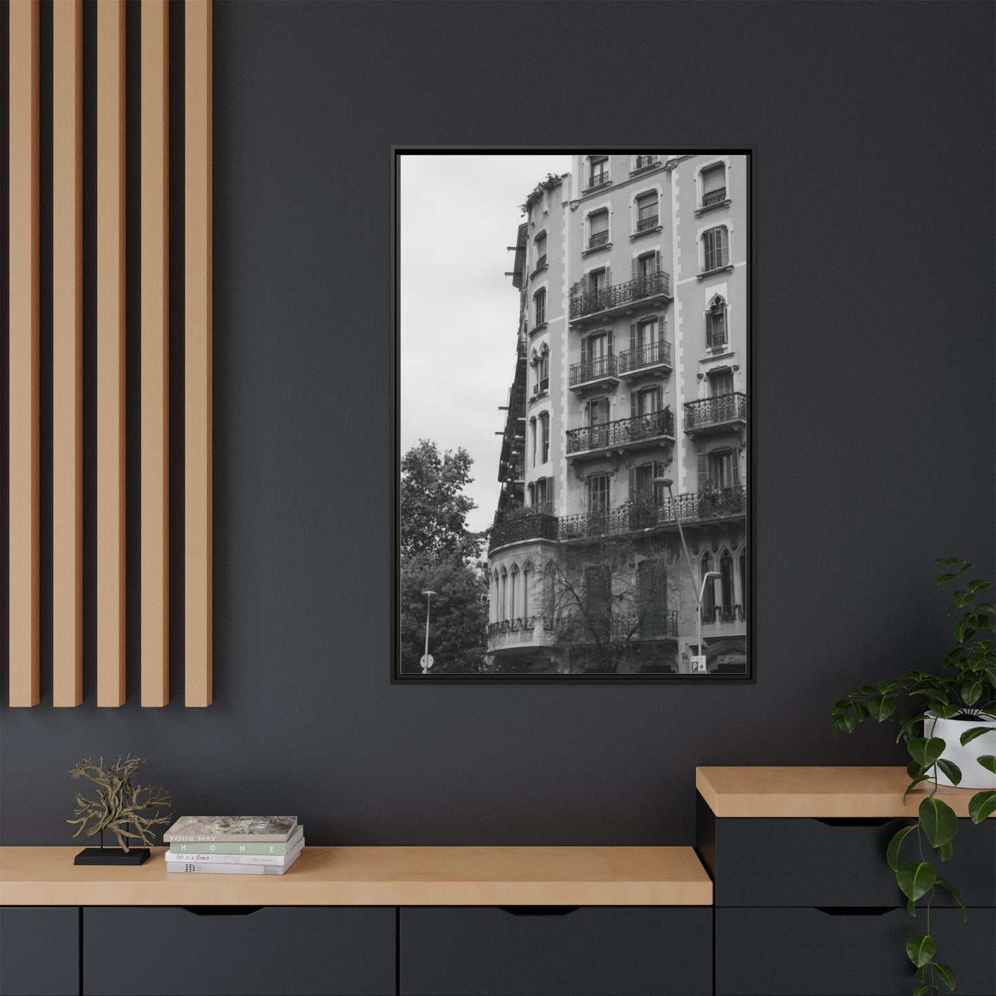 Eixample Quarter Barcelona, Matte Canvas, Black Frame