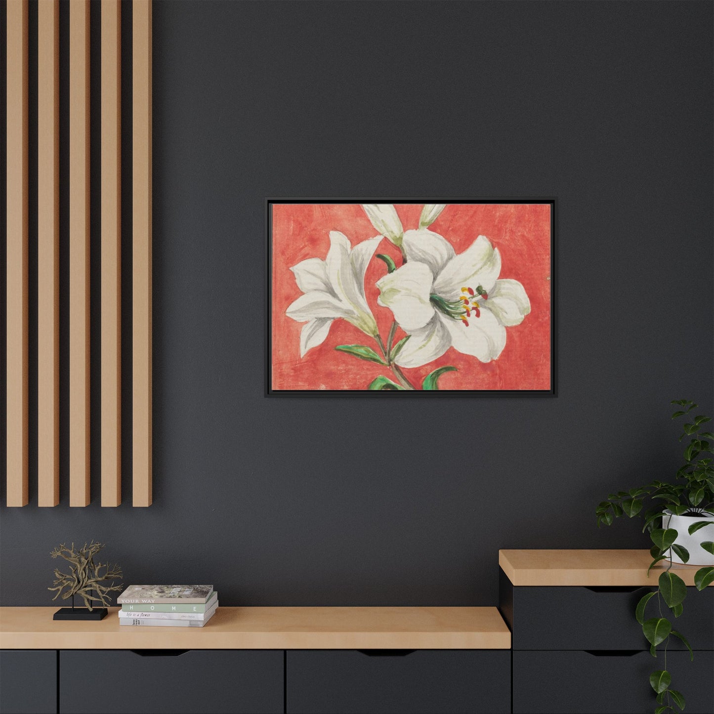 White Lily - Unknown Artist Matte Canvas, Black Frame