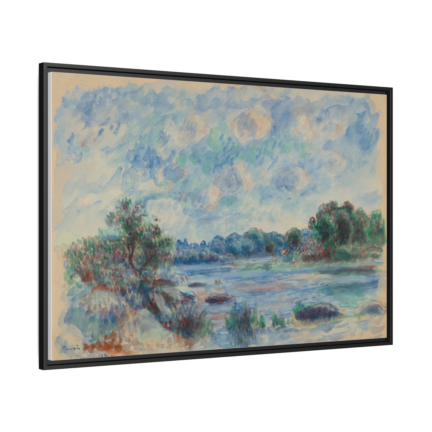 Landscape at Pont Aven - Renoir, Matte Canvas, Black Frame