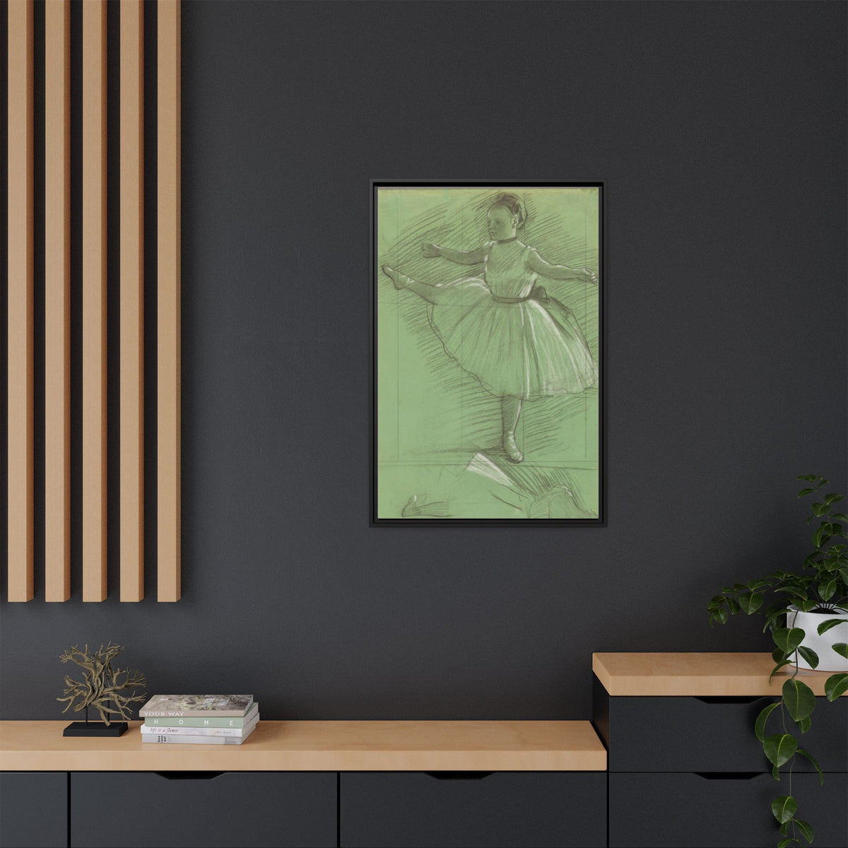 Two Studies of Dancers - Degas, Matte Canvas, Black Frame