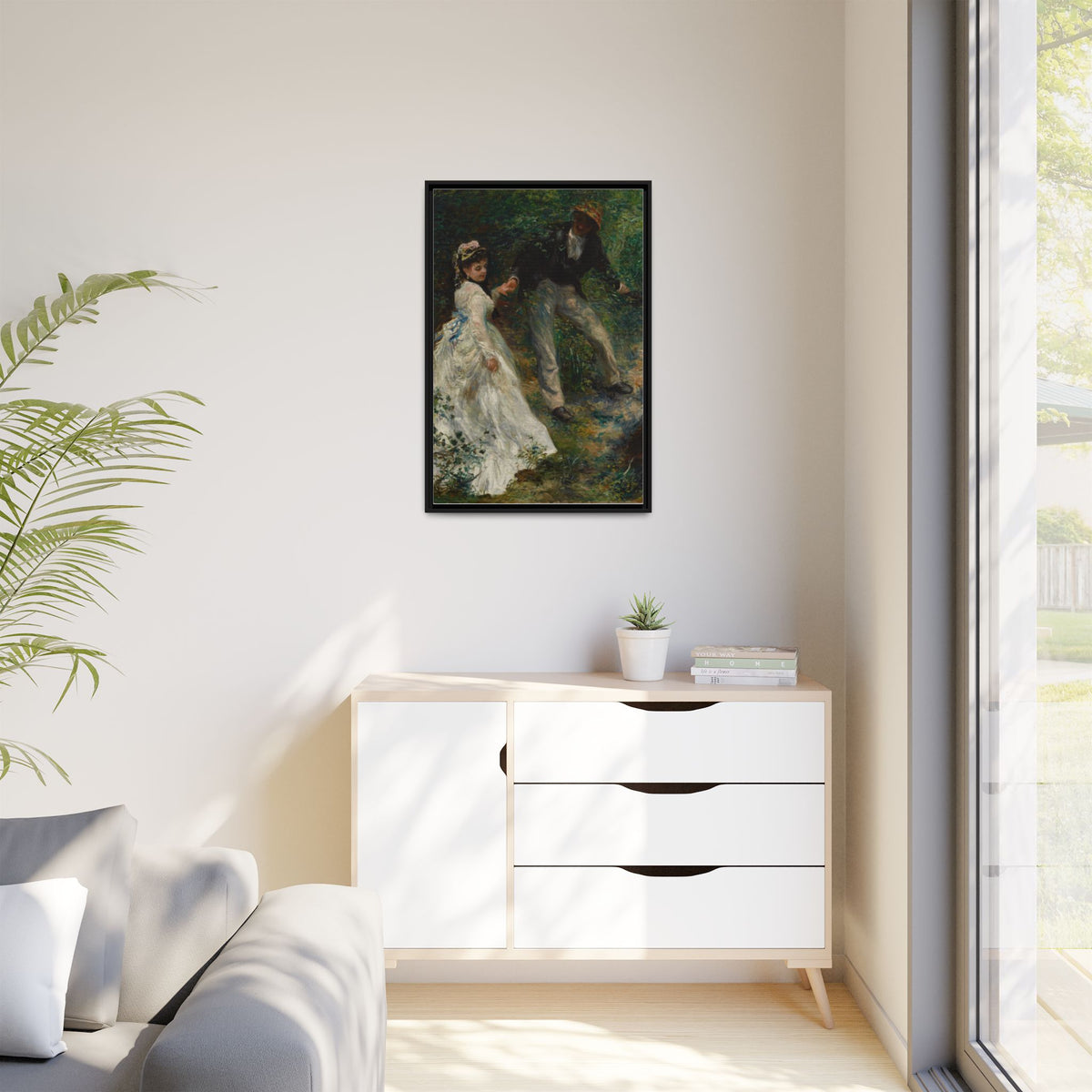 The Promenade - Renoir, Matte Canvas, Black Frame