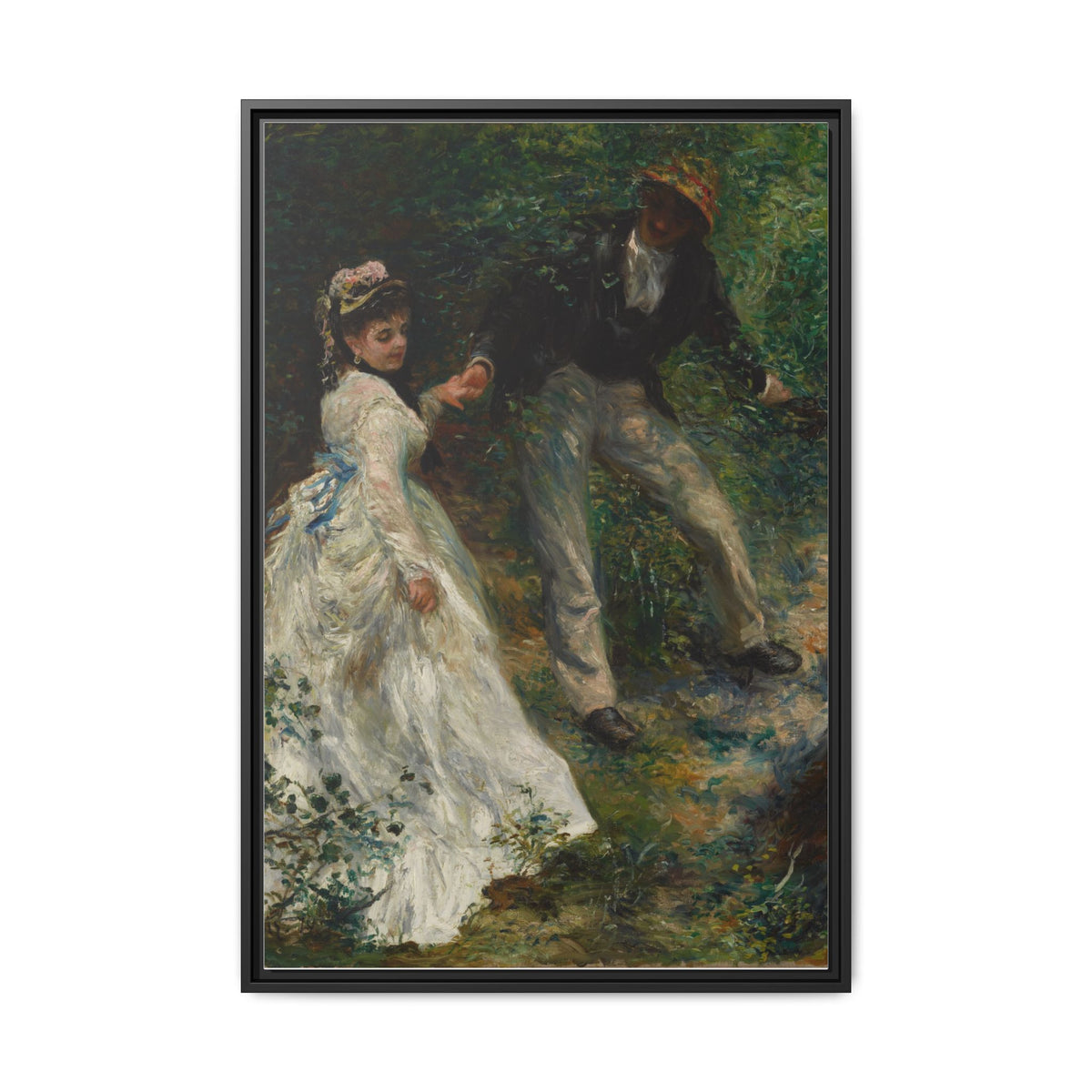 The Promenade - Renoir, Matte Canvas, Black Frame
