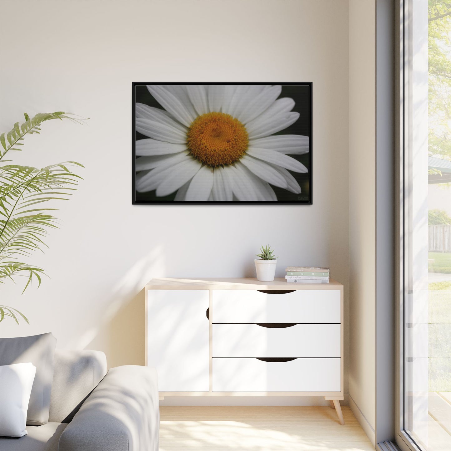 Daisy, Matte Canvas, Black Frame