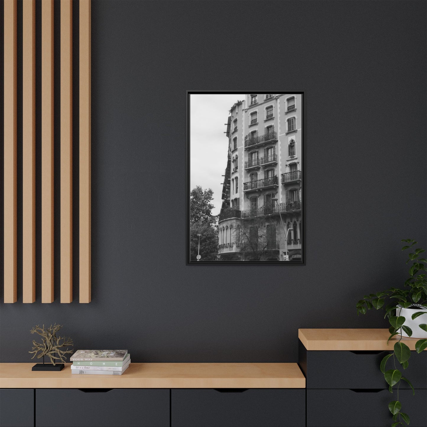 Eixample Quarter Barcelona, Matte Canvas, Black Frame
