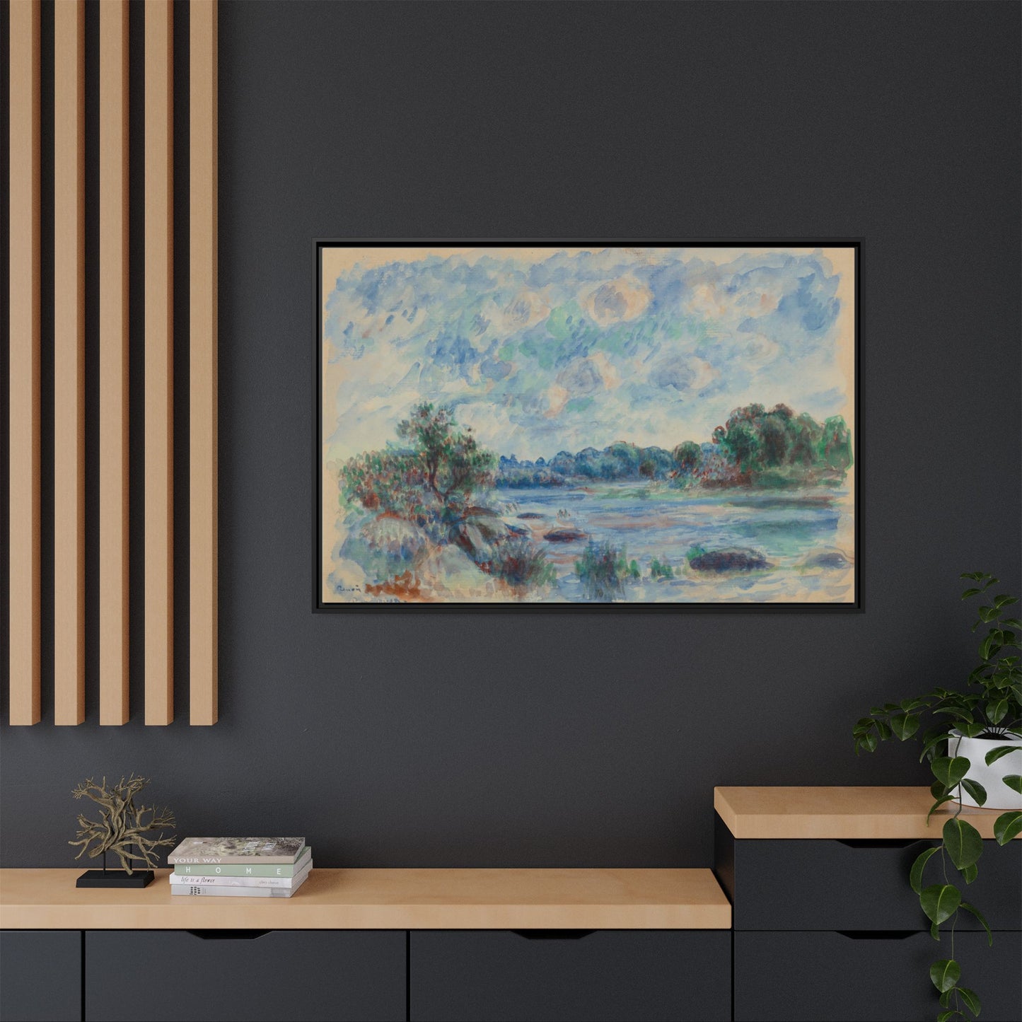 Landscape at Pont Aven - Renoir, Matte Canvas, Black Frame
