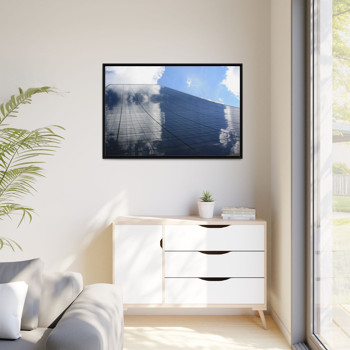 Skyscraper New York, Matte Canvas, Black Frame