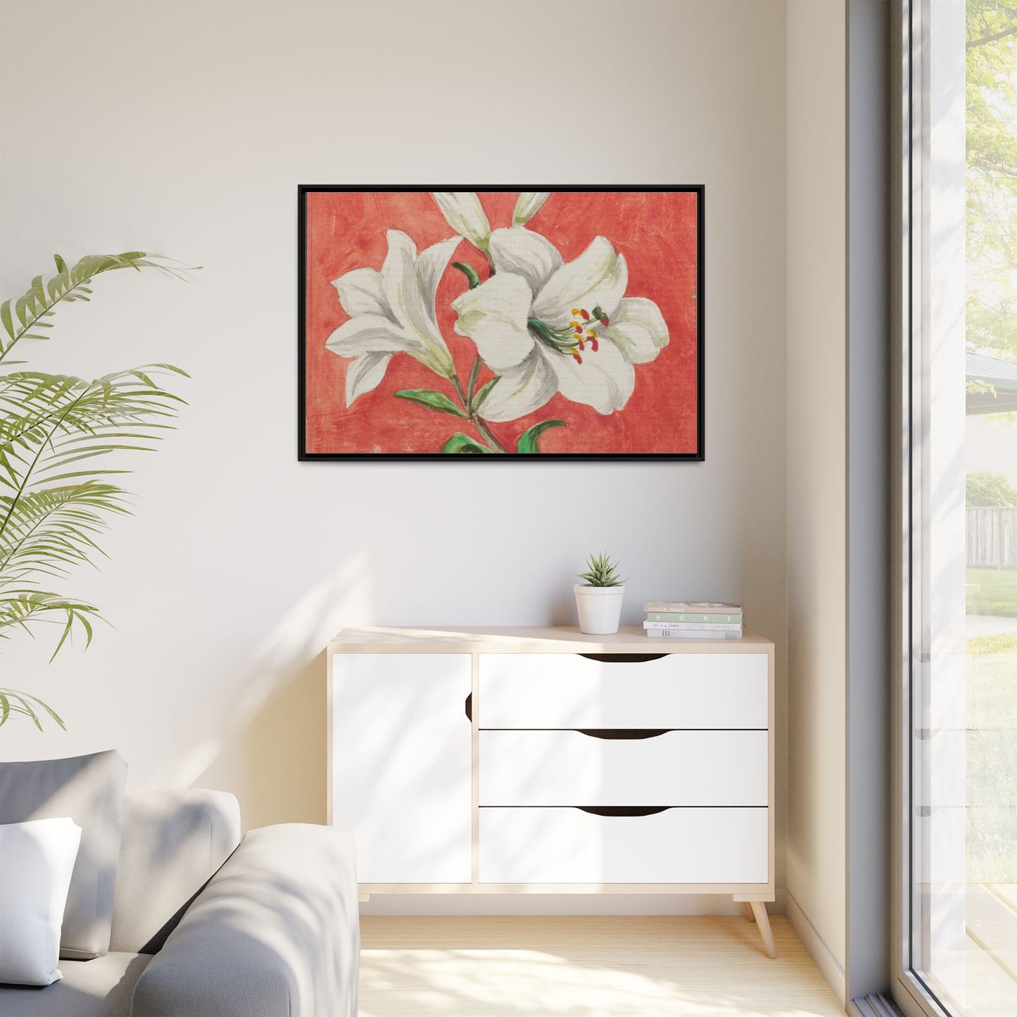White Lily - Unknown Artist Matte Canvas, Black Frame