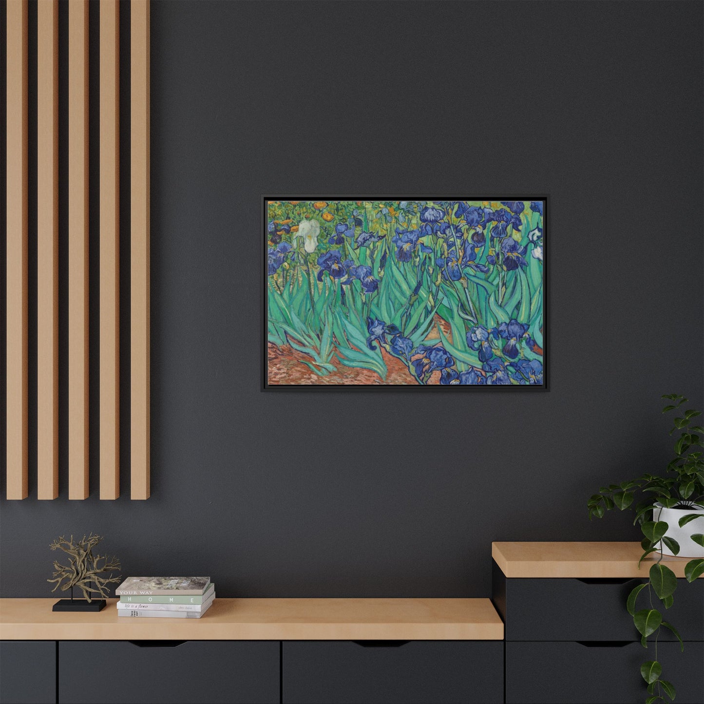 Irises 1889 - Van Gogh, Matte Canvas, Black Frame