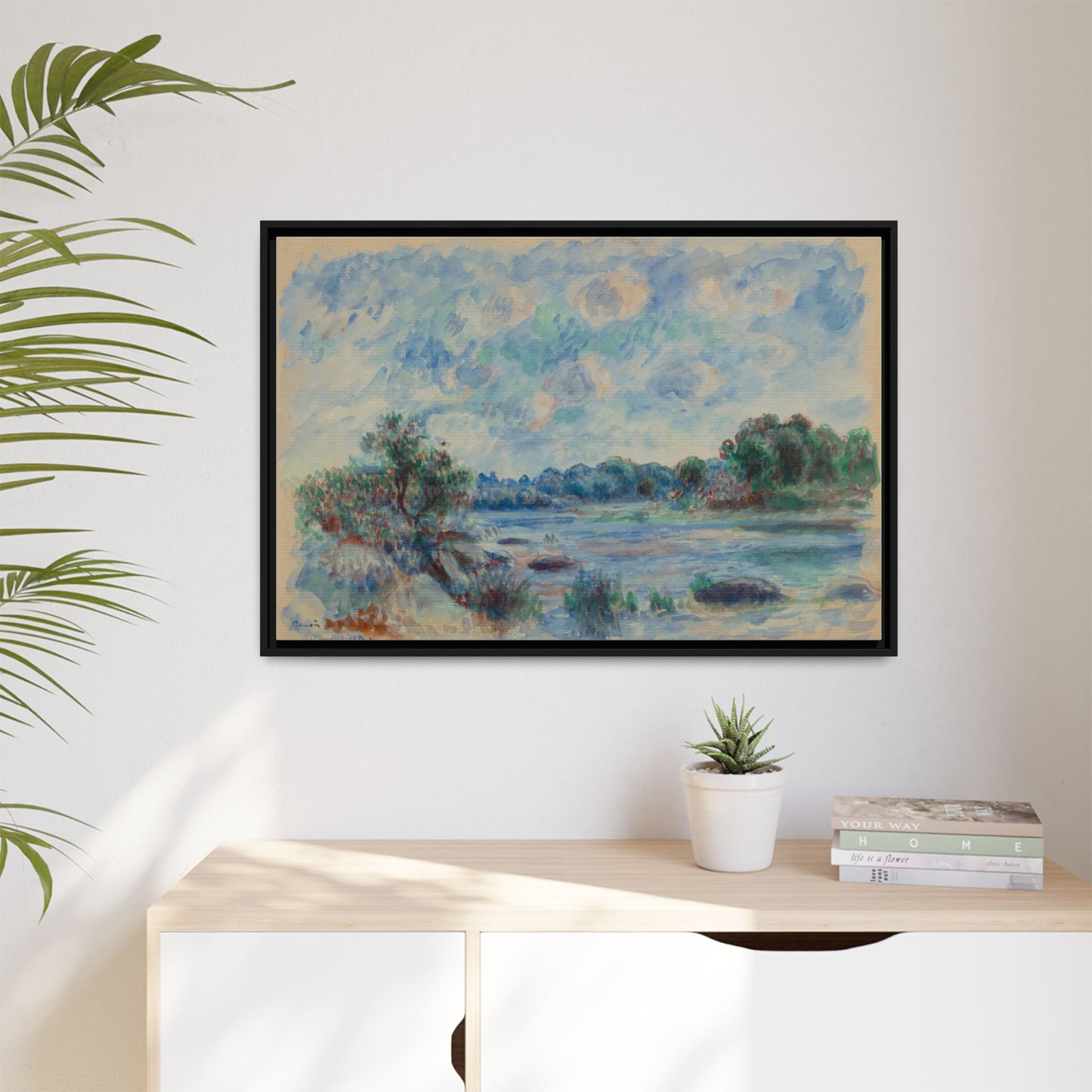 Landscape at Pont Aven - Renoir, Matte Canvas, Black Frame