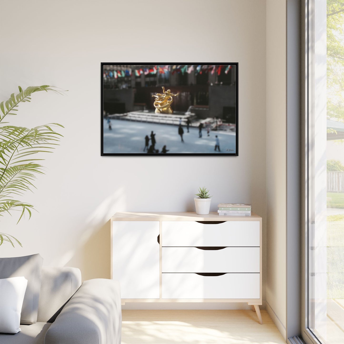Rockefeller New York, Matte Canvas, Black Frame