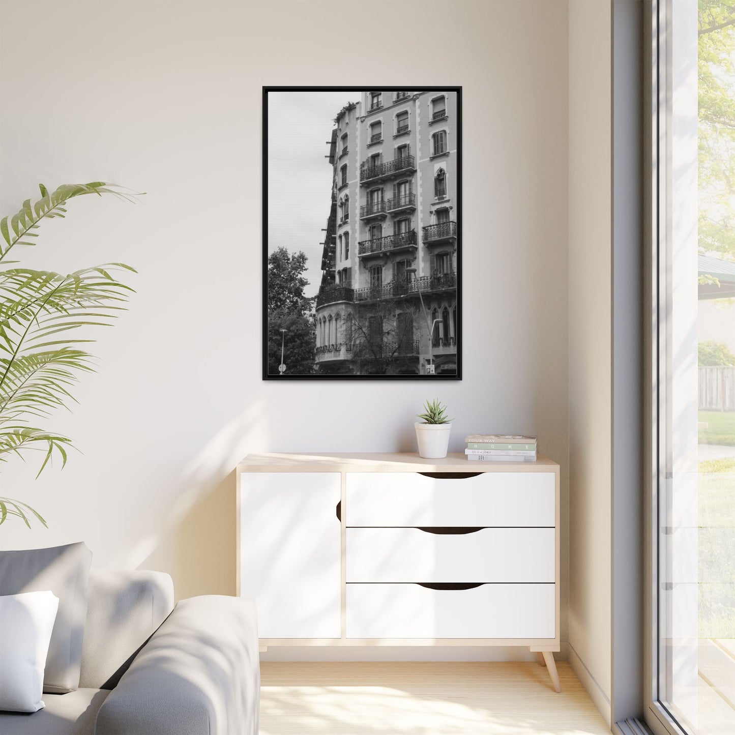 Eixample Quarter Barcelona, Matte Canvas, Black Frame