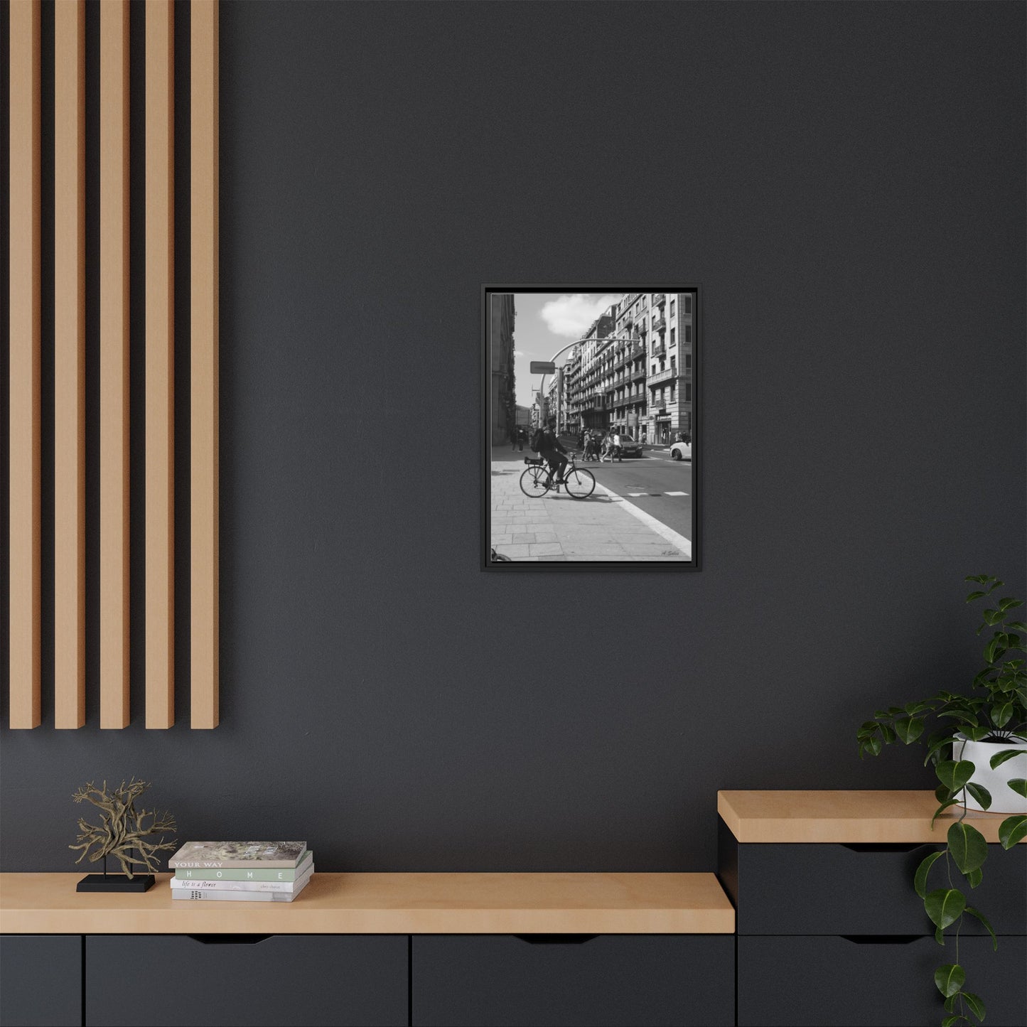 Street Corner Barcelona, Matte Canvas, Black Frame