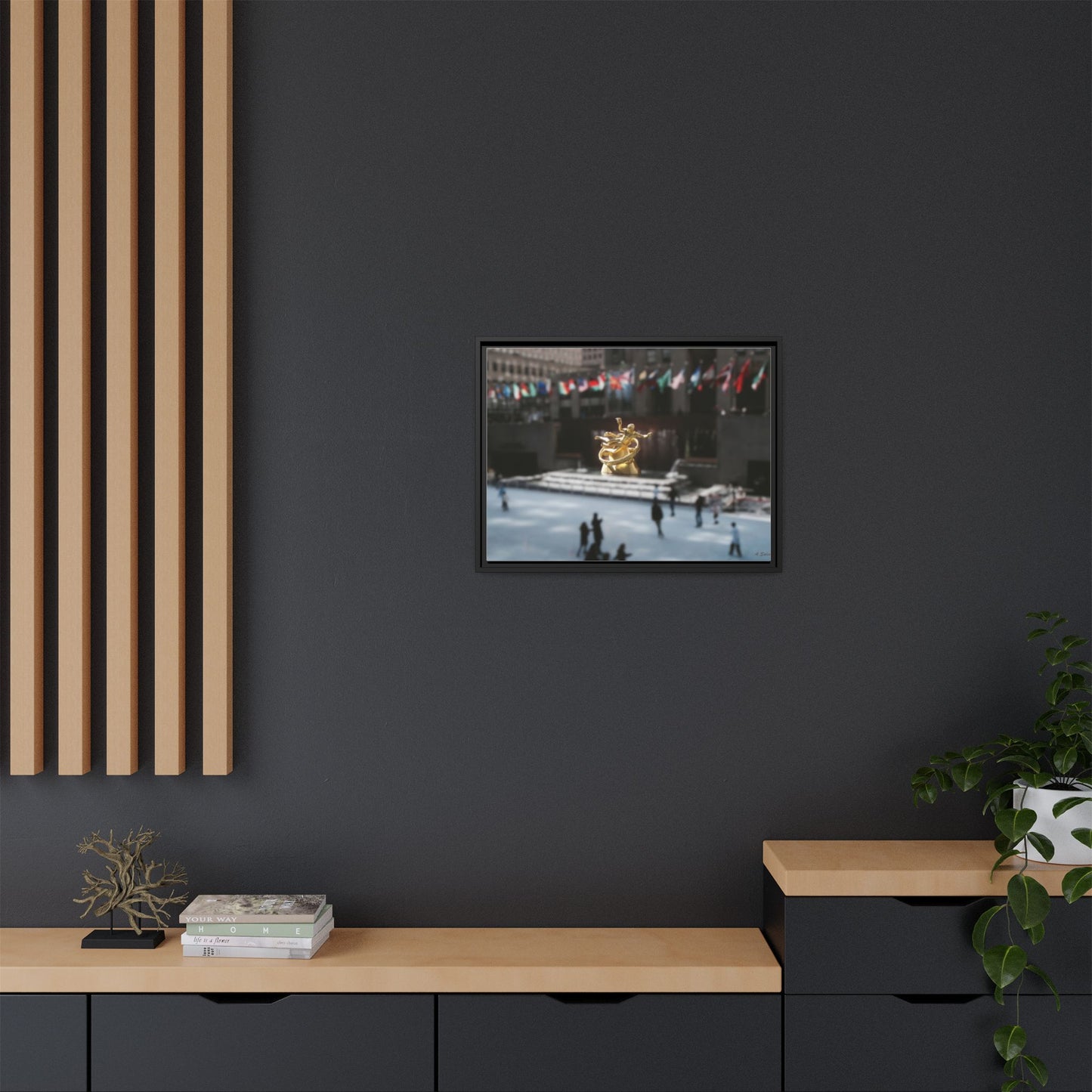 Rockefeller New York, Matte Canvas, Black Frame