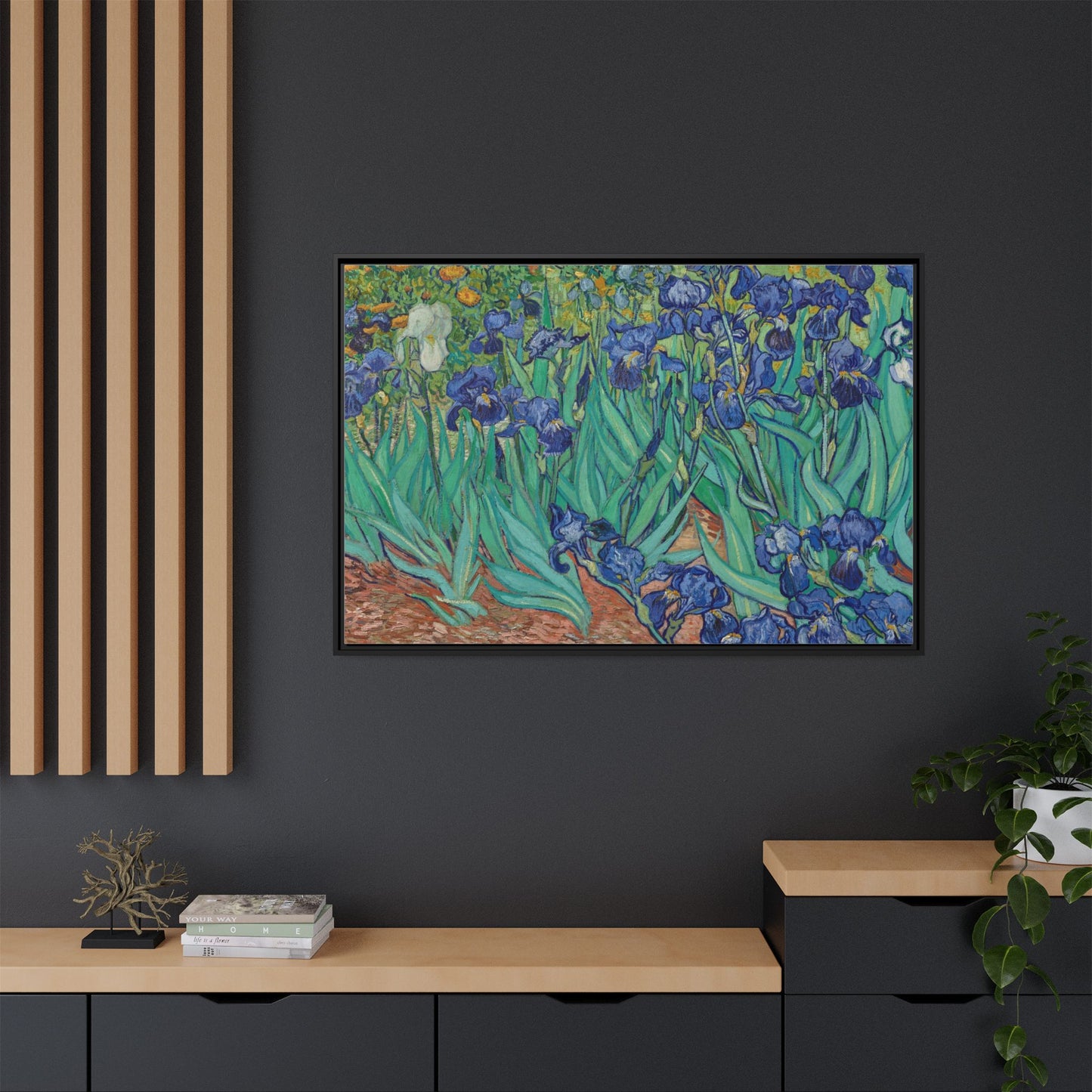 Irises 1889 - Van Gogh, Matte Canvas, Black Frame