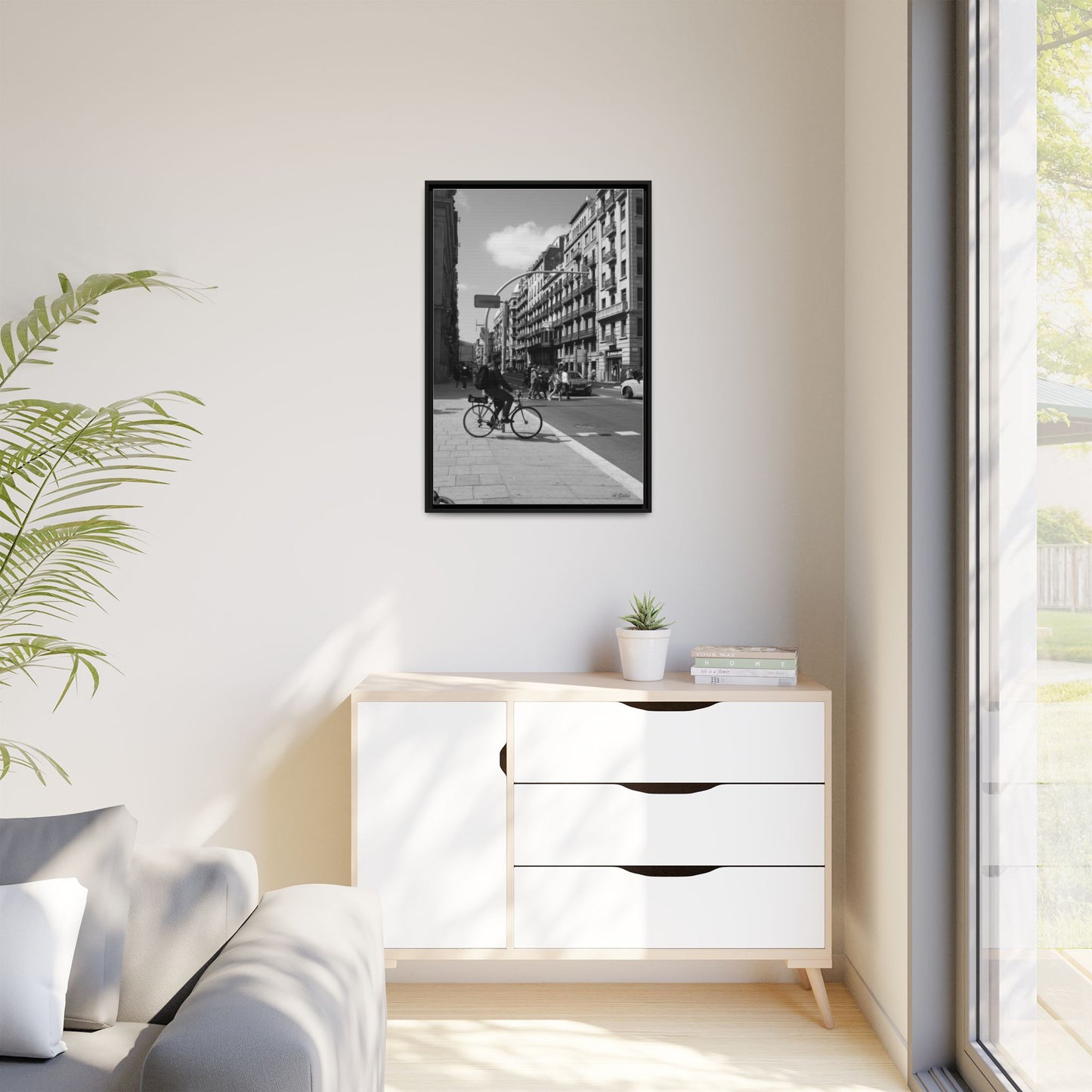 Street Corner Barcelona, Matte Canvas, Black Frame