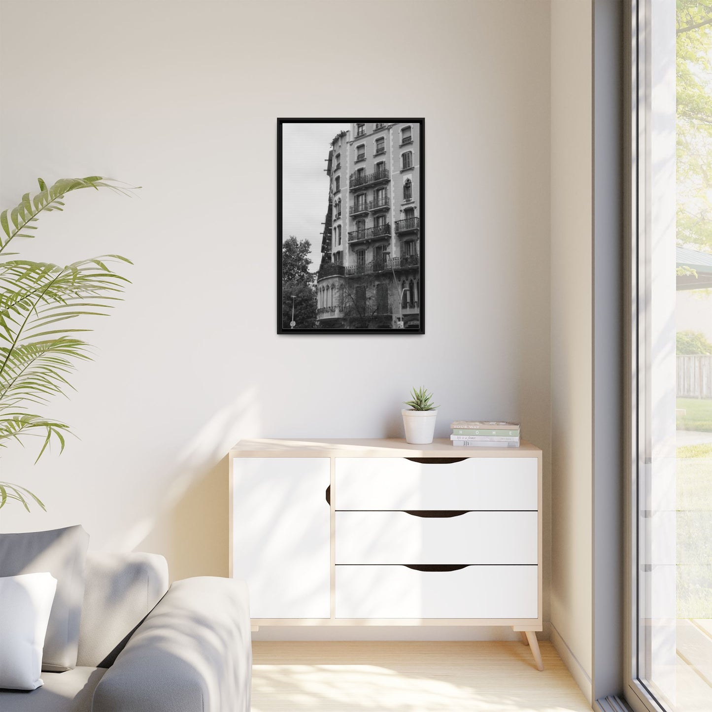Eixample Quarter Barcelona, Matte Canvas, Black Frame
