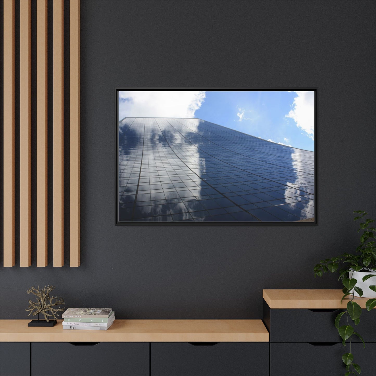 Skyscraper New York, Matte Canvas, Black Frame