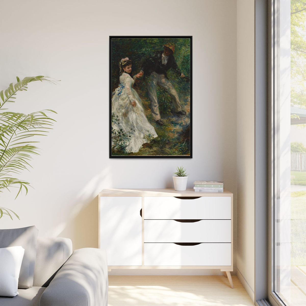 The Promenade - Renoir, Matte Canvas, Black Frame
