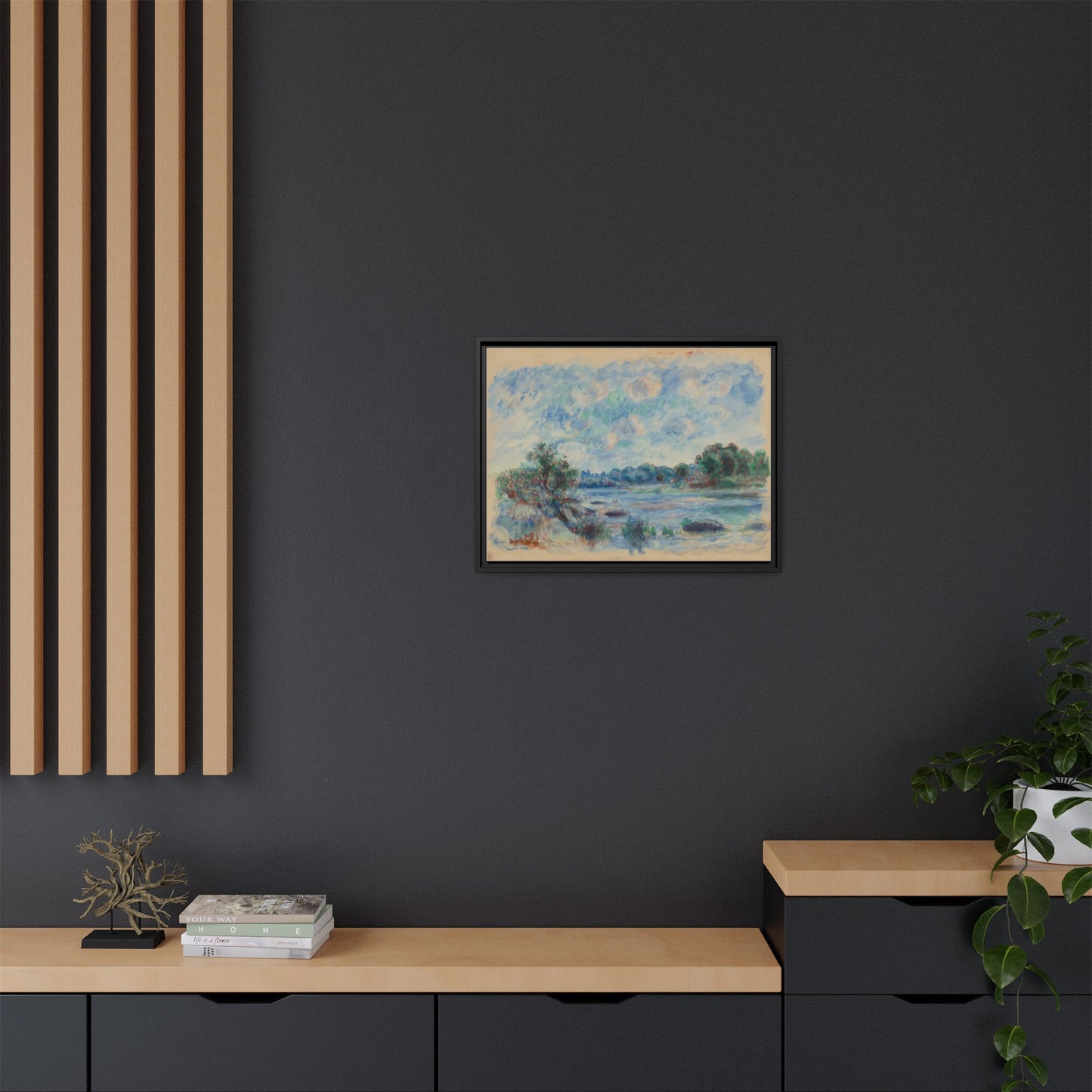 Landscape at Pont Aven - Renoir, Matte Canvas, Black Frame