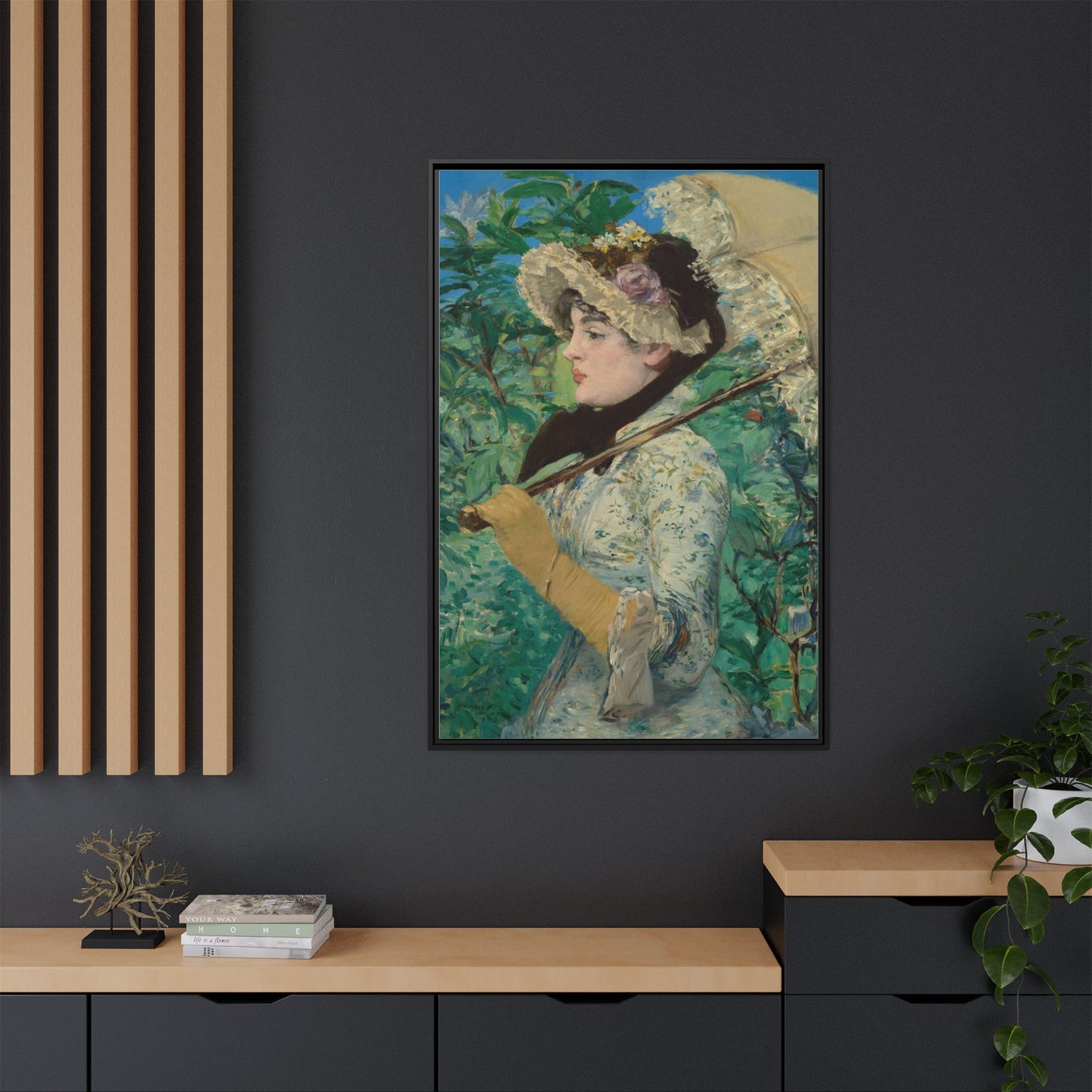 Jeanne (Spring) - Manet, Matte Canvas, Black Frame