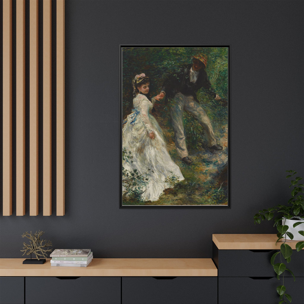 The Promenade - Renoir, Matte Canvas, Black Frame