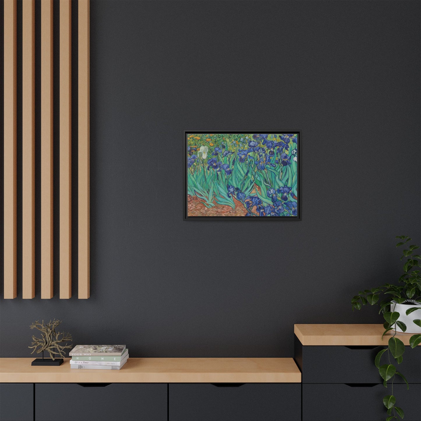 Irises 1889 - Van Gogh, Matte Canvas, Black Frame