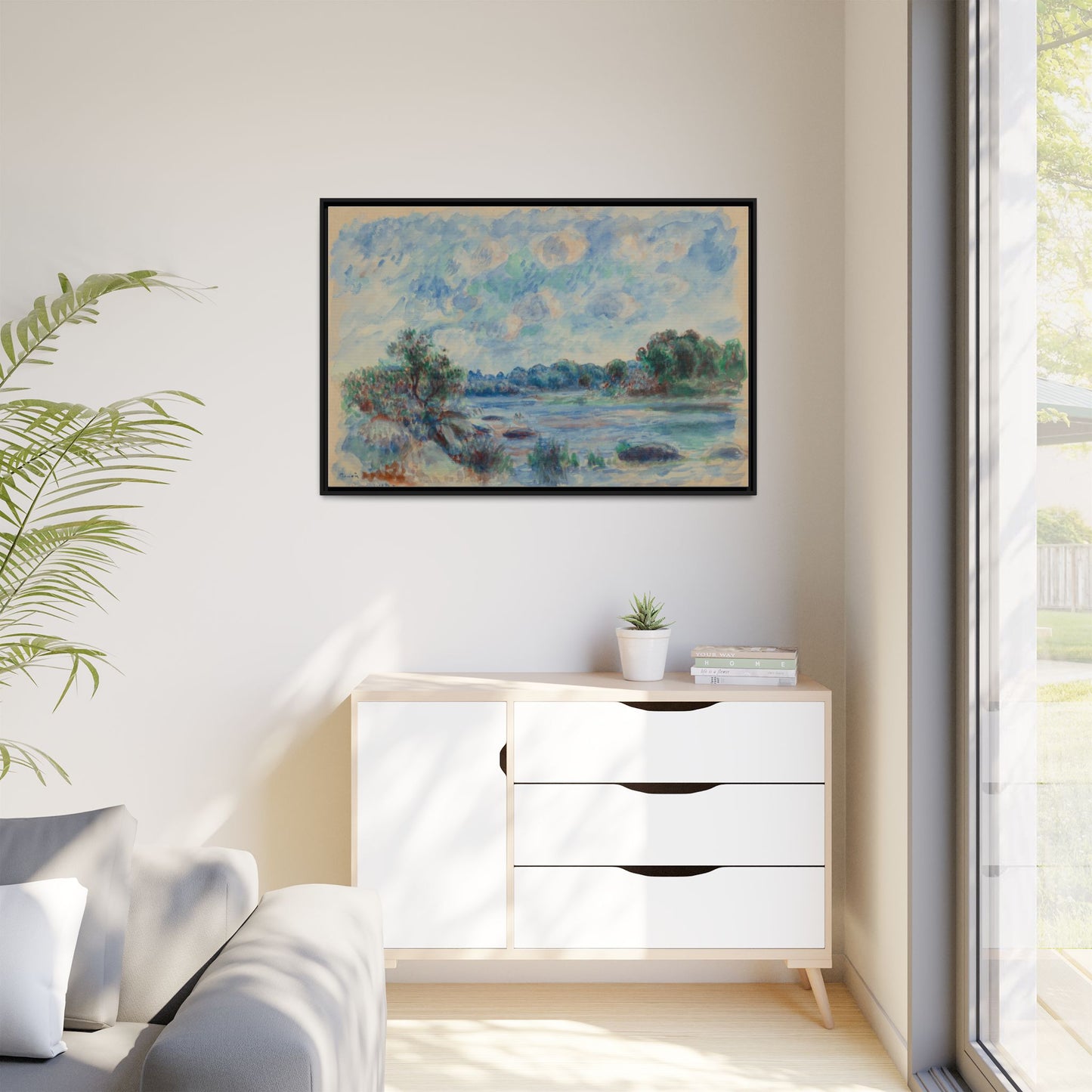 Landscape at Pont Aven - Renoir, Matte Canvas, Black Frame